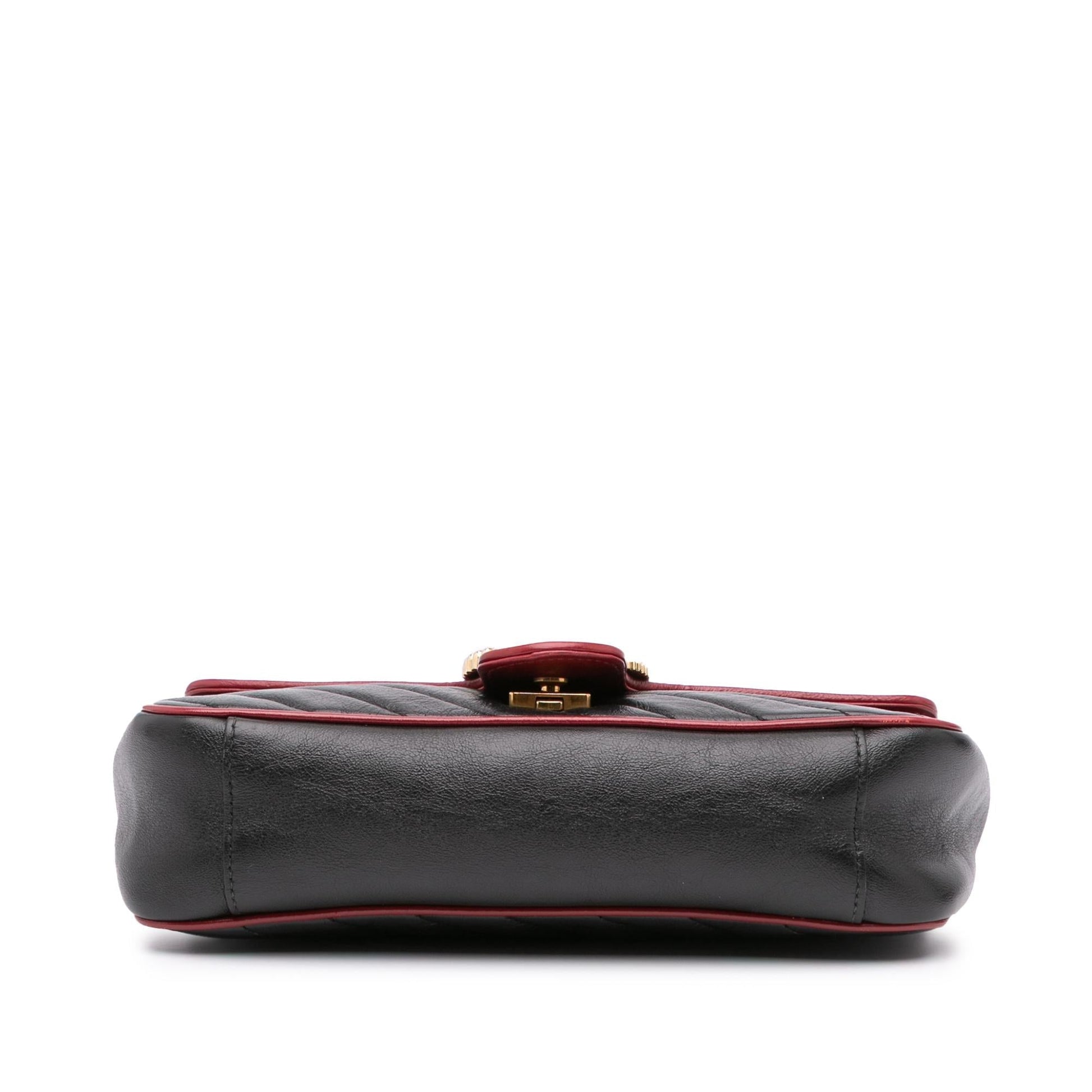 Gucci GG Marmont Torchon Flap Matelasse Leather Calf Black Crossbody Bag Flap Crossbody