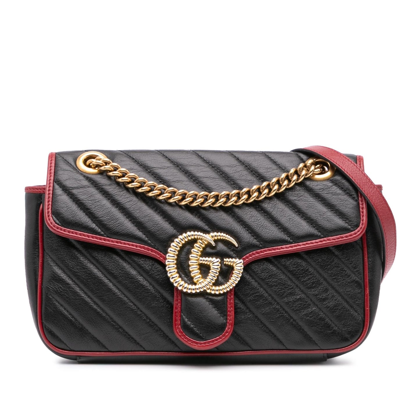 Gucci GG Marmont Torchon Flap Matelasse Leather Calf Black Crossbody Bag Flap Crossbody