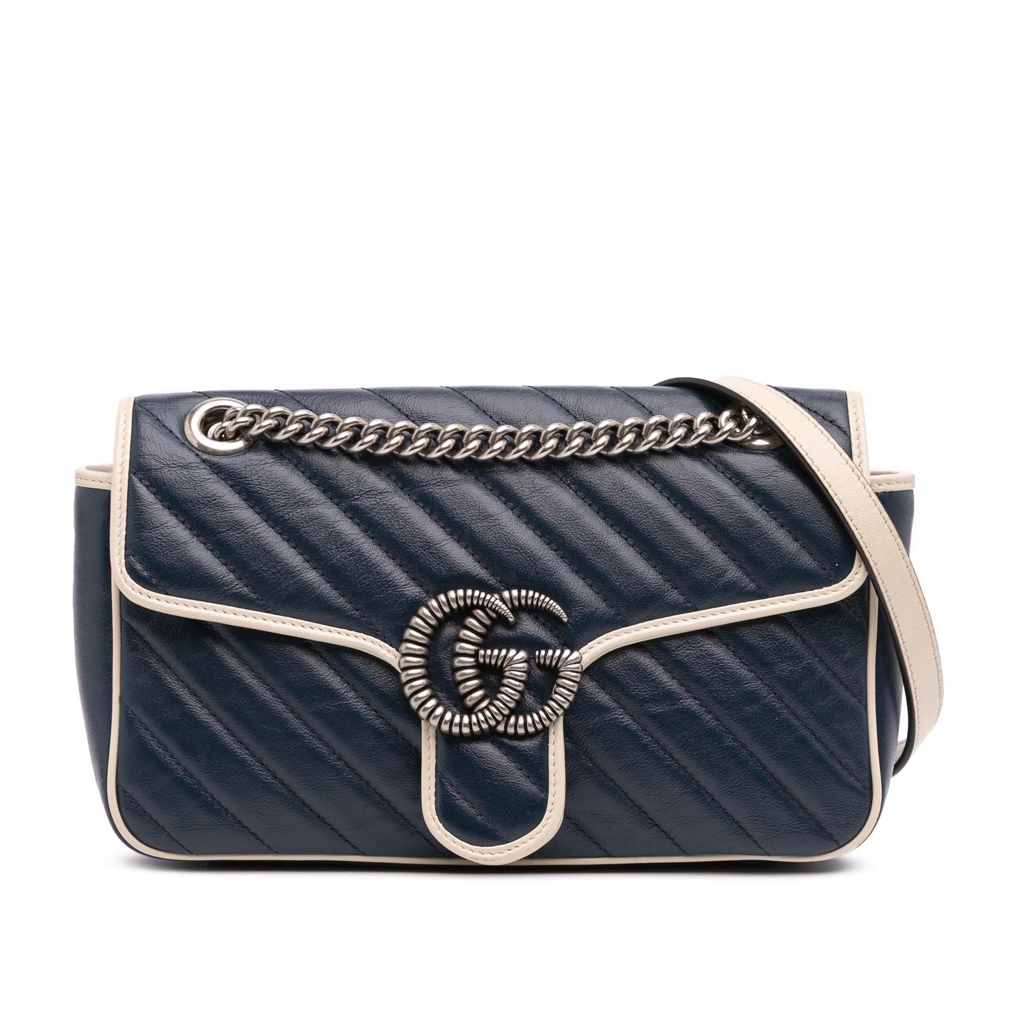 Gucci GG Marmont Torchon Flap Matelasse Leather Calf White Crossbody Bag Crossbody 2