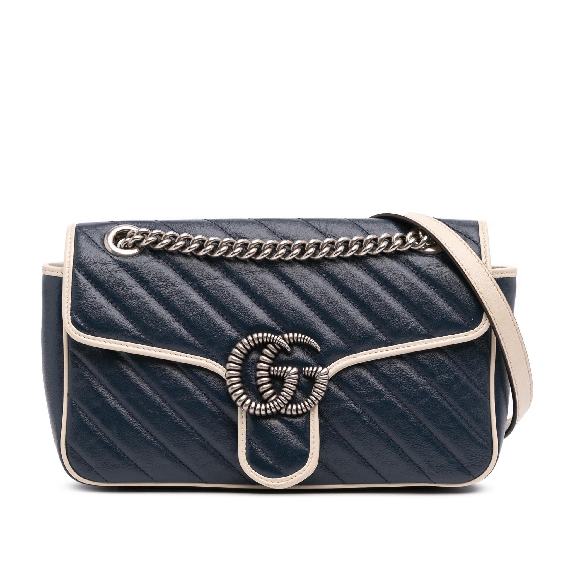 Gucci GG Marmont Torchon Flap Matelasse Leather Calf White Crossbody Bag Crossbody 2