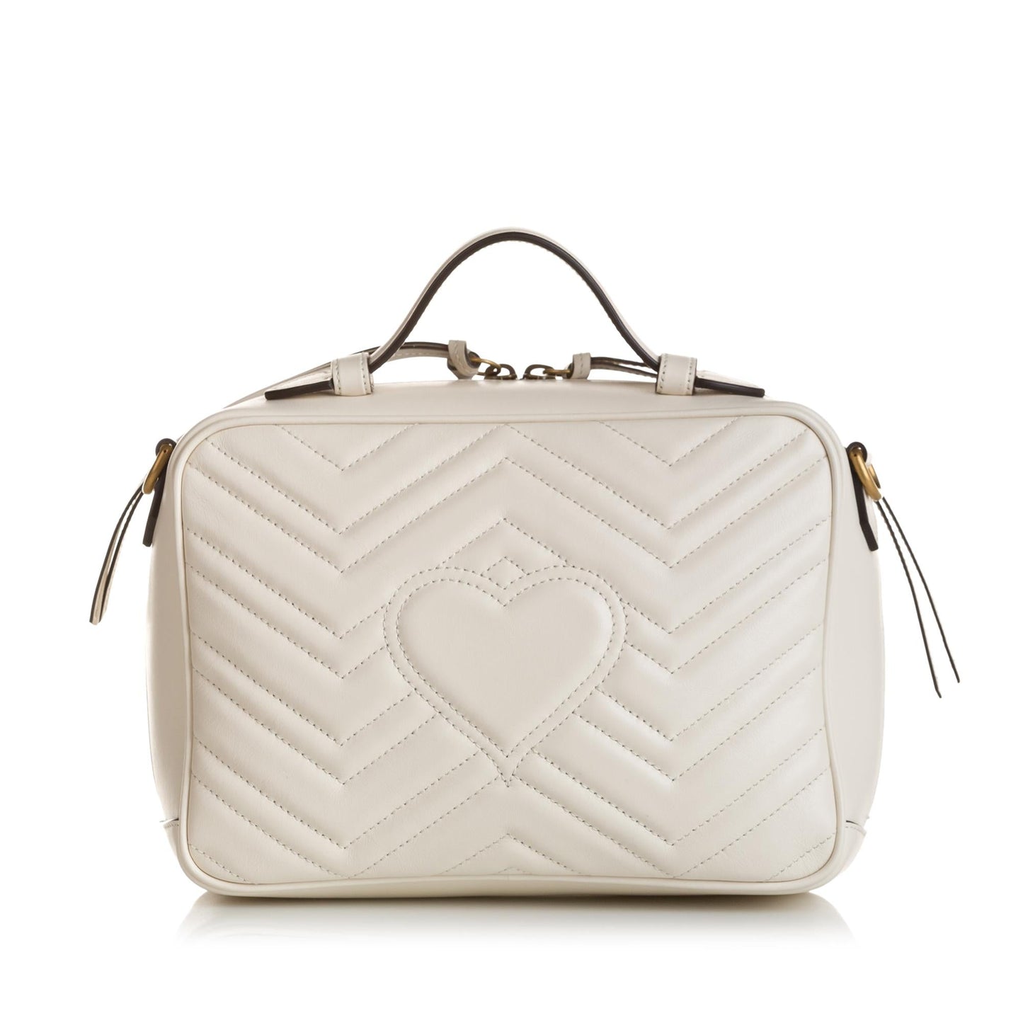 Gucci GG Marmont Top Handle SHG-puiWgw Matelasse Calf White Small Satchel Bag
