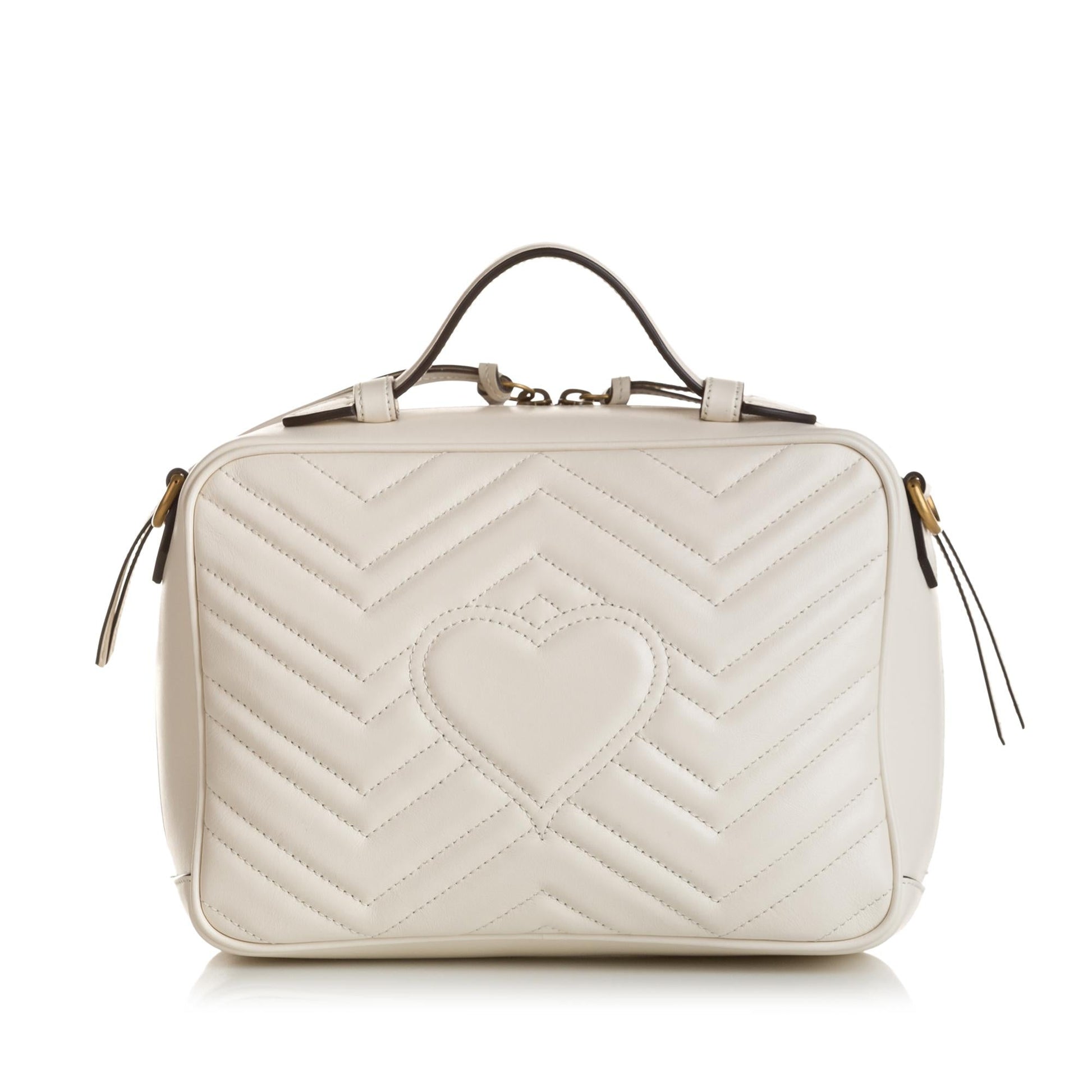 Gucci GG Marmont Top Handle SHG-puiWgw Matelasse Calf White Small Satchel Bag