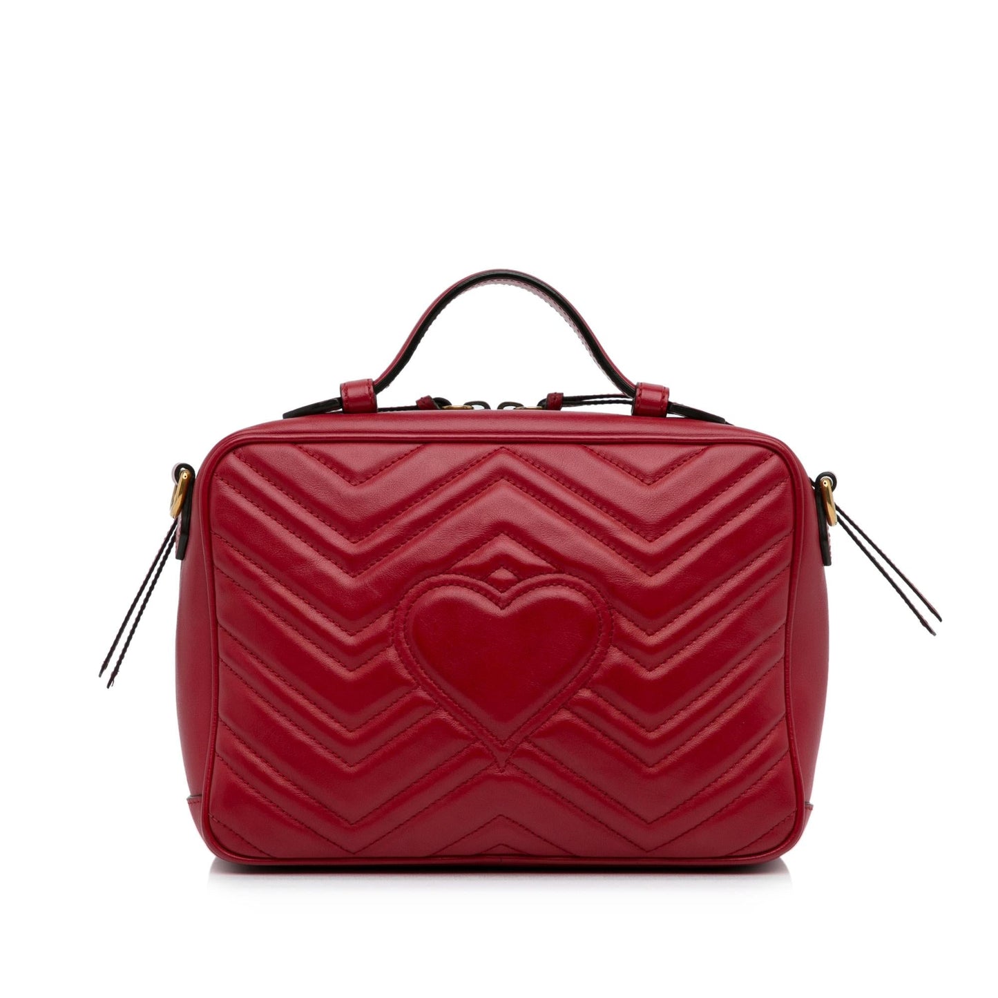 Gucci GG Marmont Top Handle SHG-hNCArE Matelasse Calf Red Small Satchel Bag