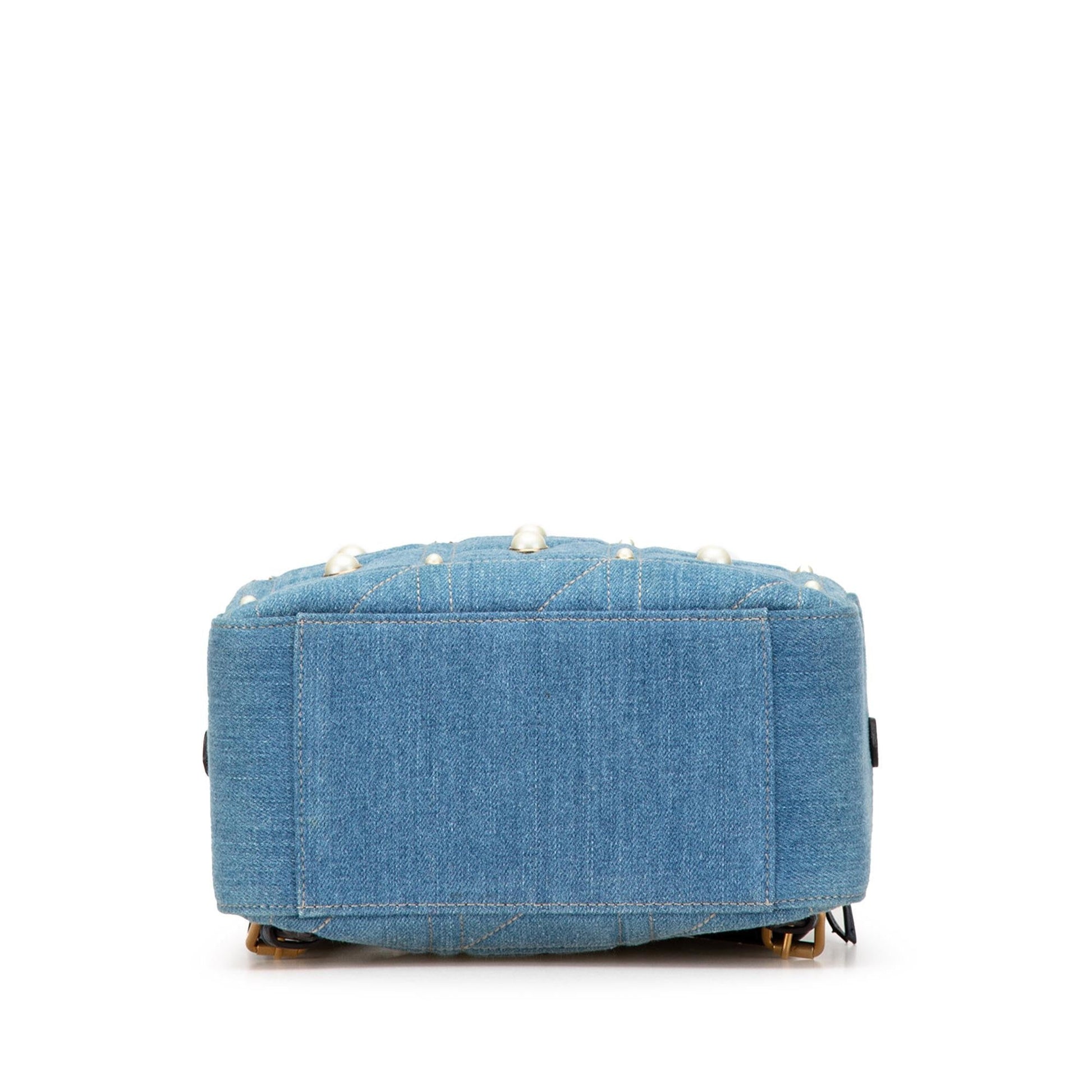 Gucci GG Marmont Pearl Backpack Denim Calf Blue Small Backpack 1