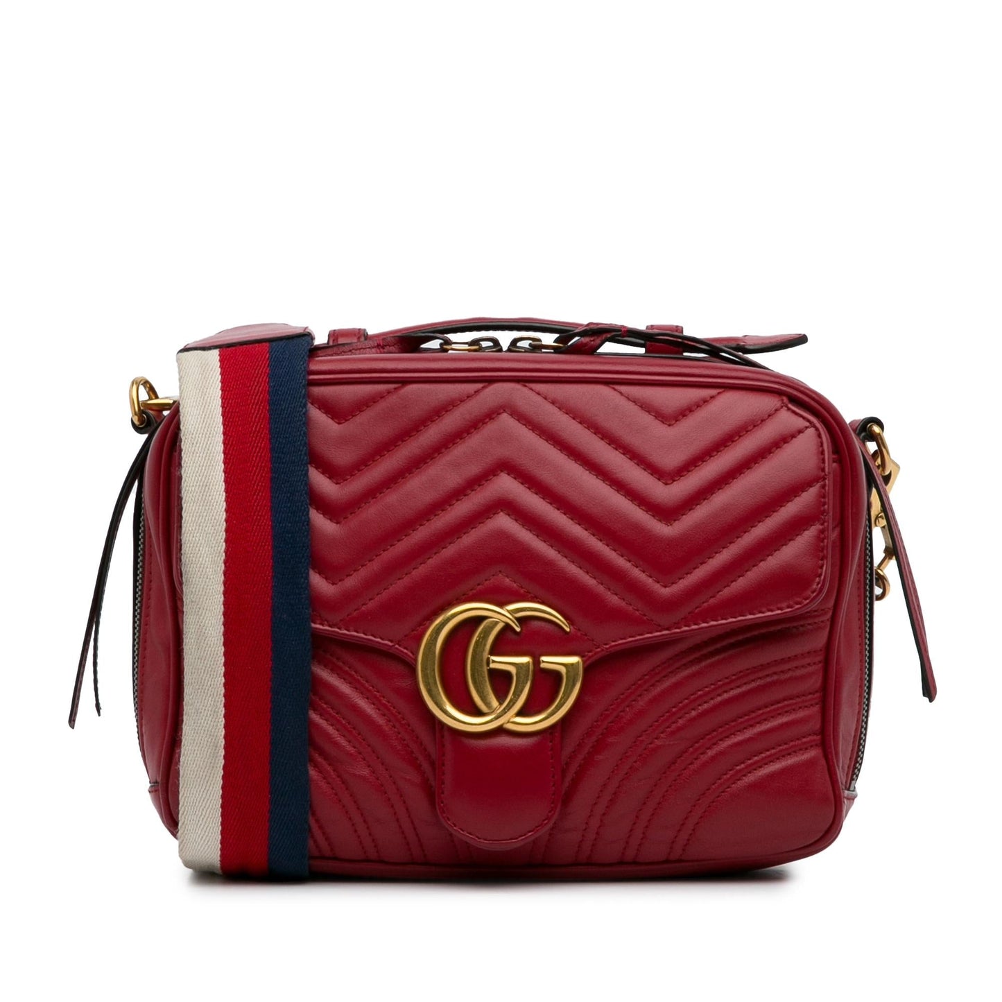 Gucci GG Marmont Sylvie SHG-oIkSJi Calf Red Small Top Handle Satchel Bag