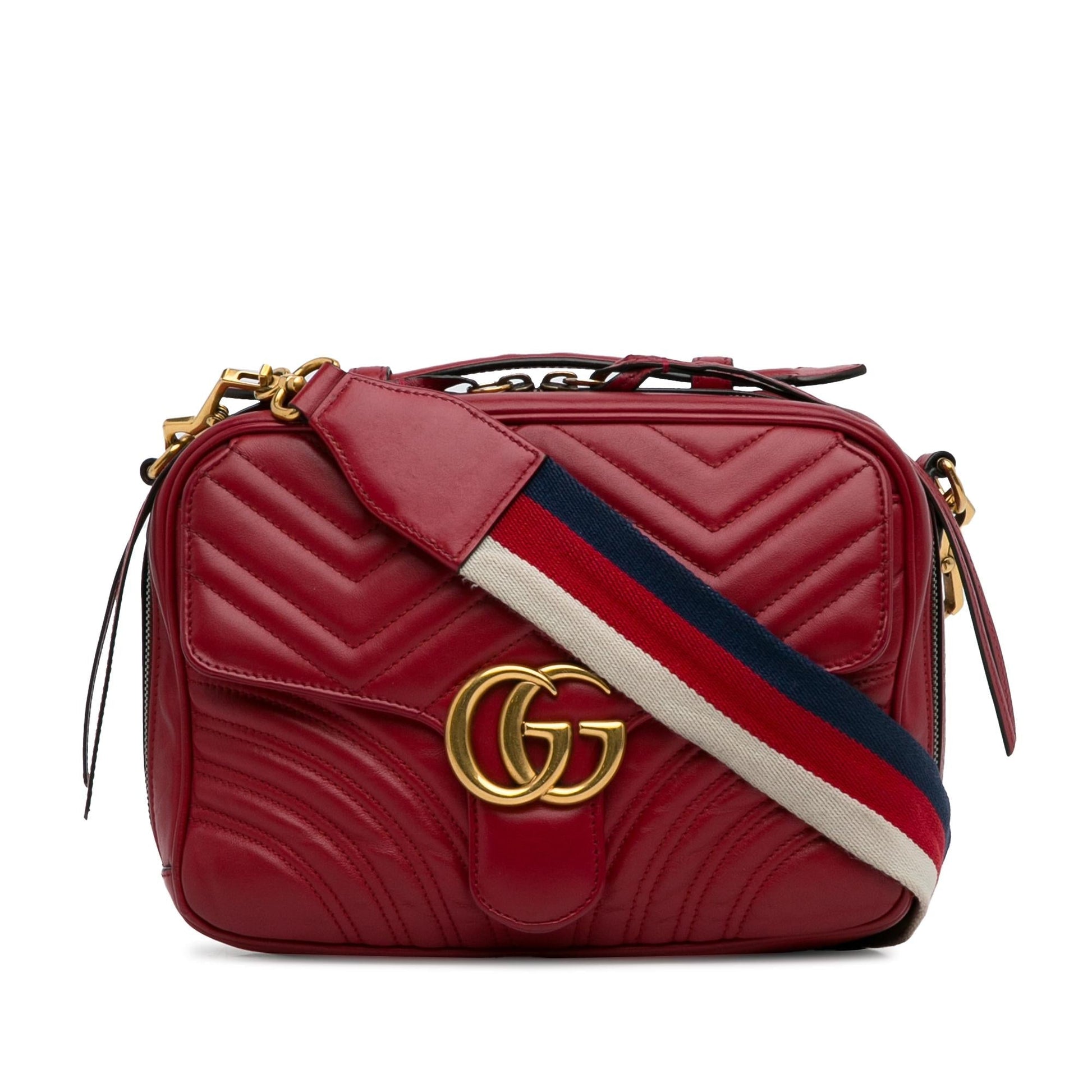 Gucci GG Marmont Sylvie SHG-oIkSJi Calf Red Small Top Handle Satchel Bag