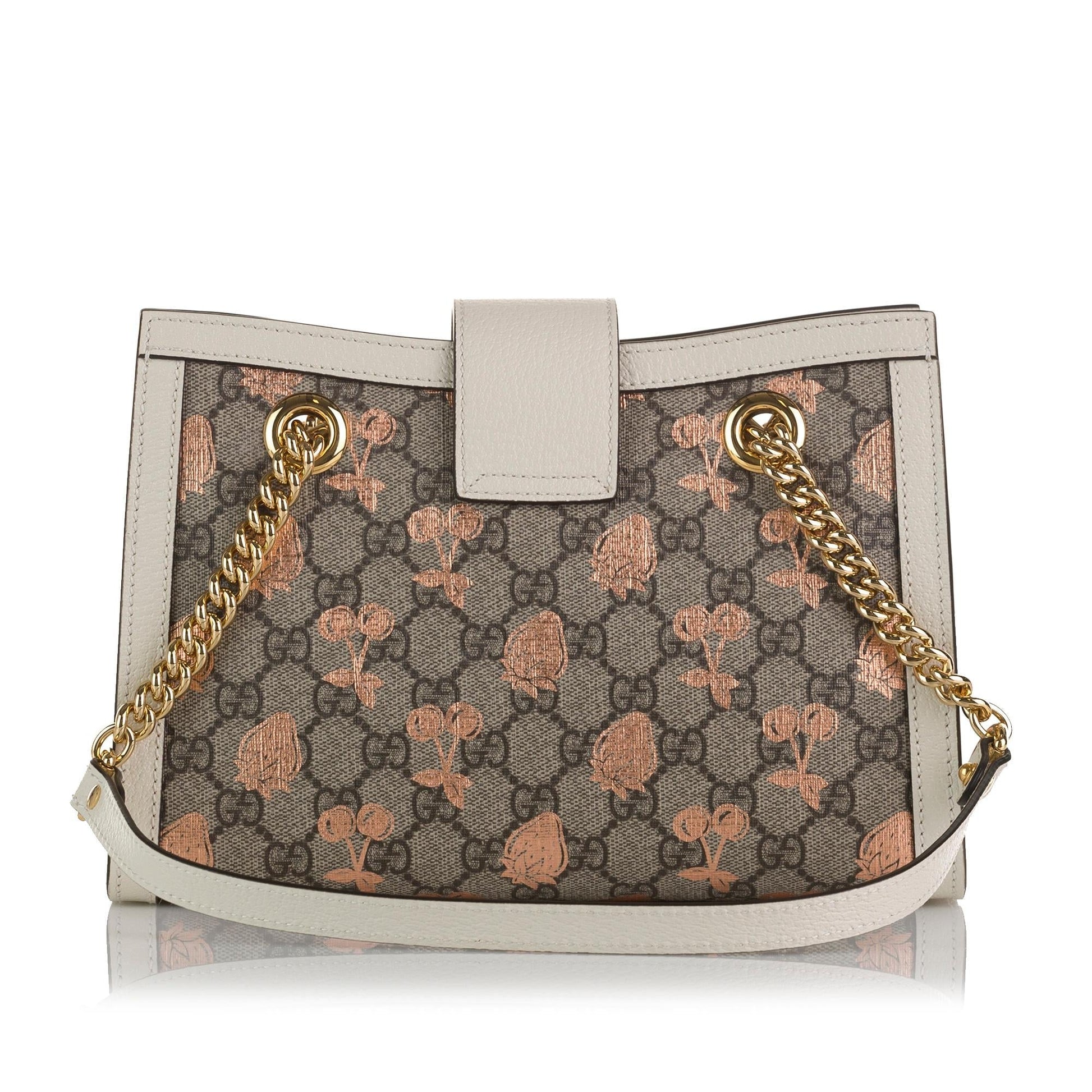 Gucci GG Supreme Berry Padlock SHG-pt4iss Canvas Brown Small Tote Bag