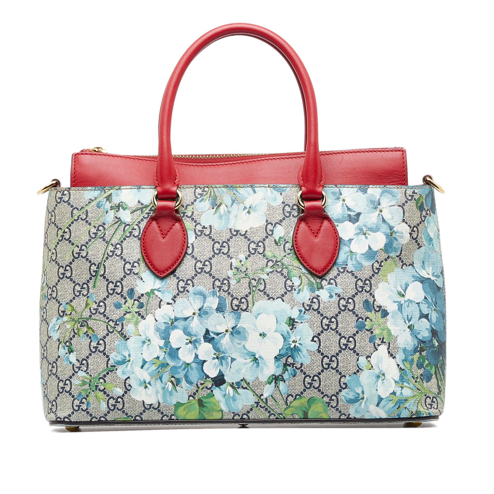 Gucci GG Supreme Blooms Linea A Canvas Blue Small Tote Bag