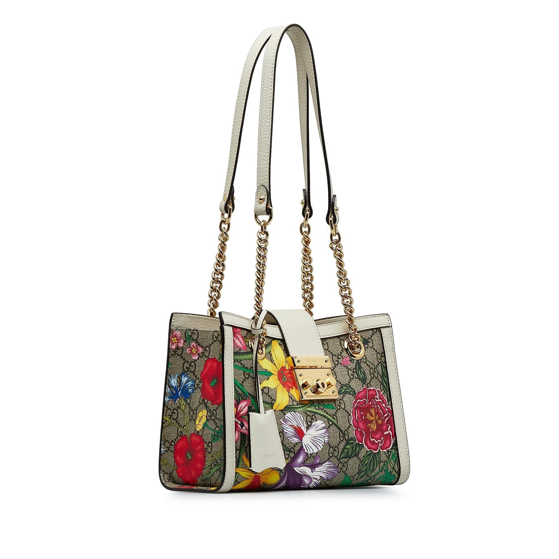 Gucci GG Supreme Flora Padlock SHG-LnY51x Canvas Brown Small Shoulder Bag