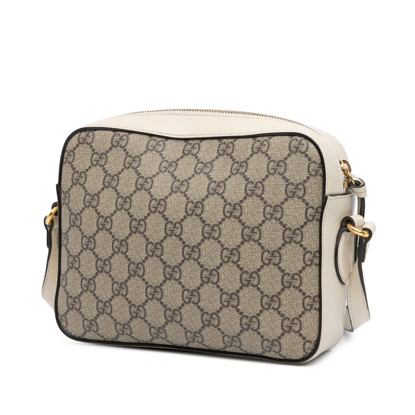 Gucci GG Supreme Horsebit Canvas Calf White Brown Crossbody Bag