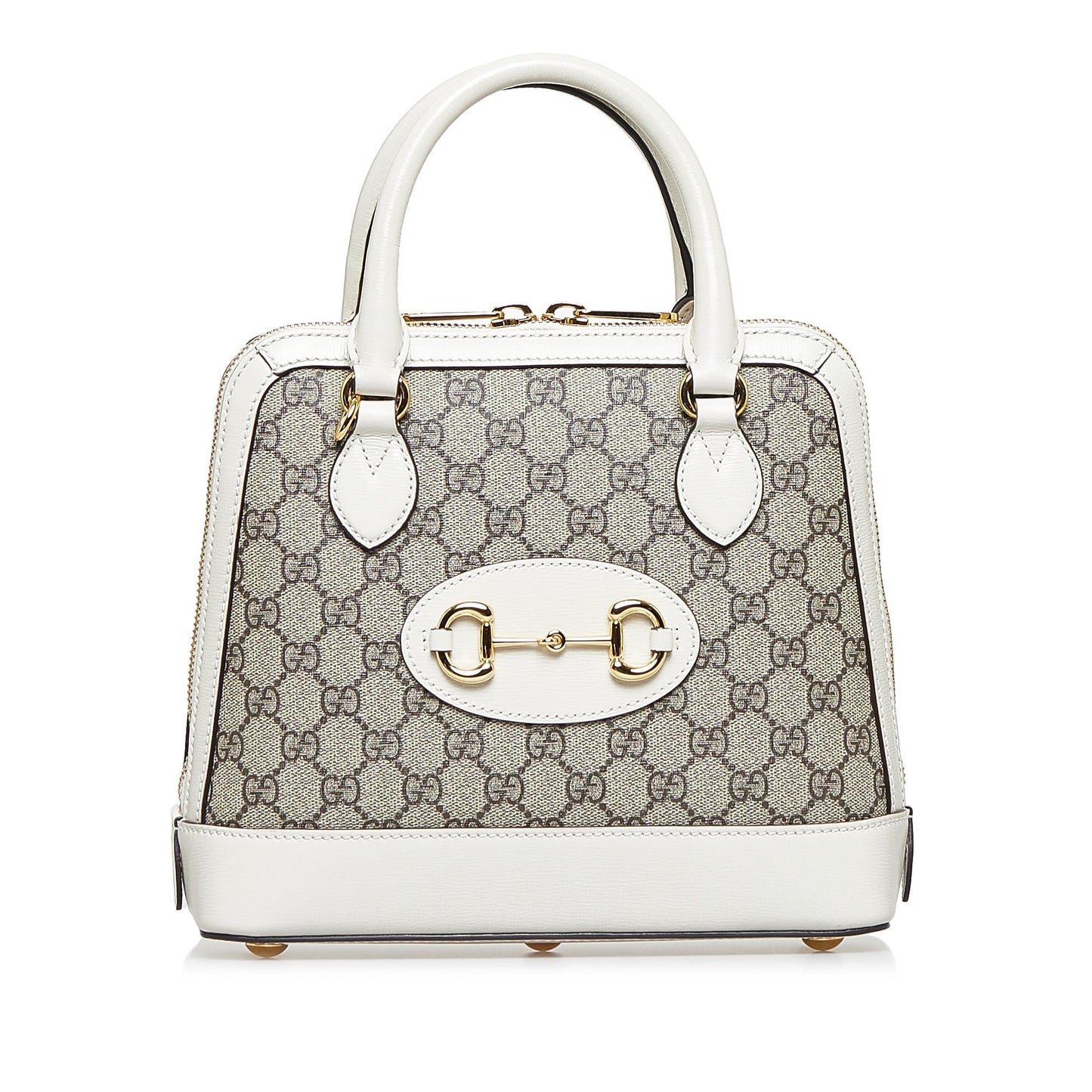 Gucci GG Supreme Horsebit Canvas Brown Small Satchel Bag Horsebit Satchel