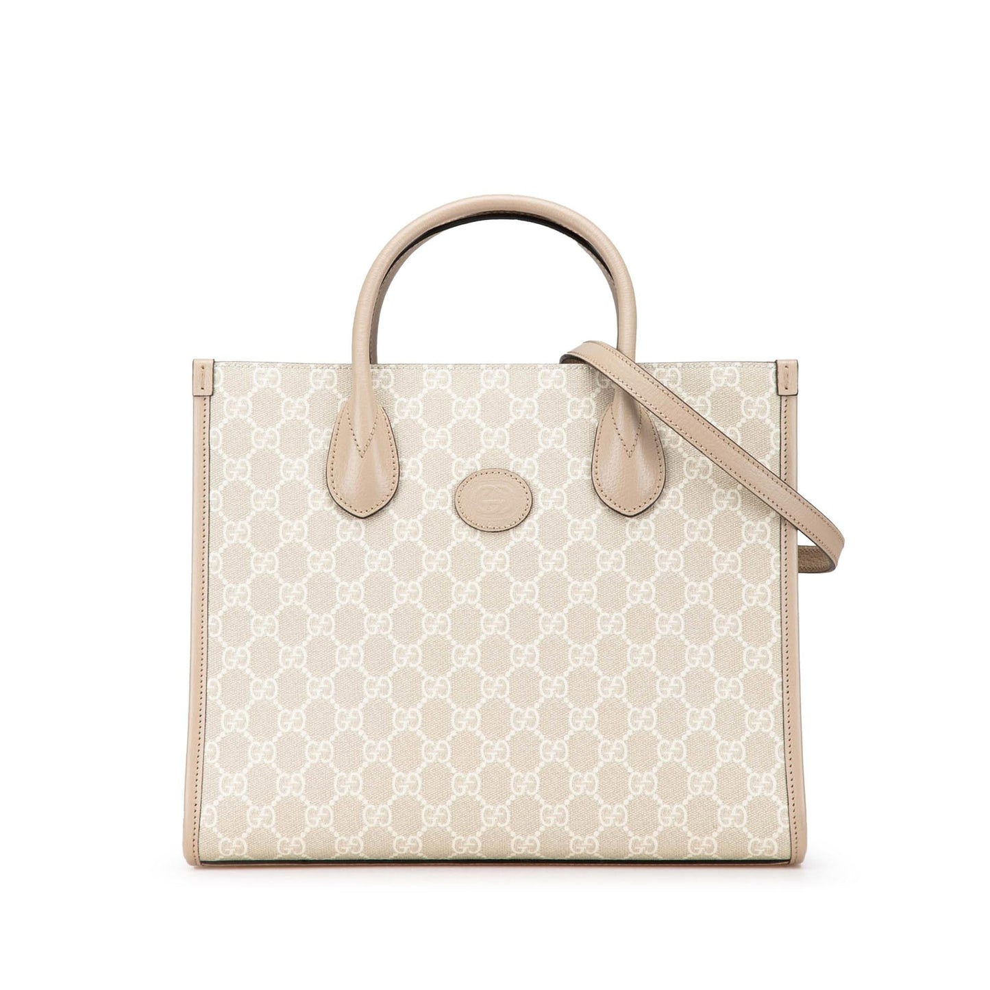 Gucci GG Supreme Interlocking G Canvas Calf Brown Small Tote Bag