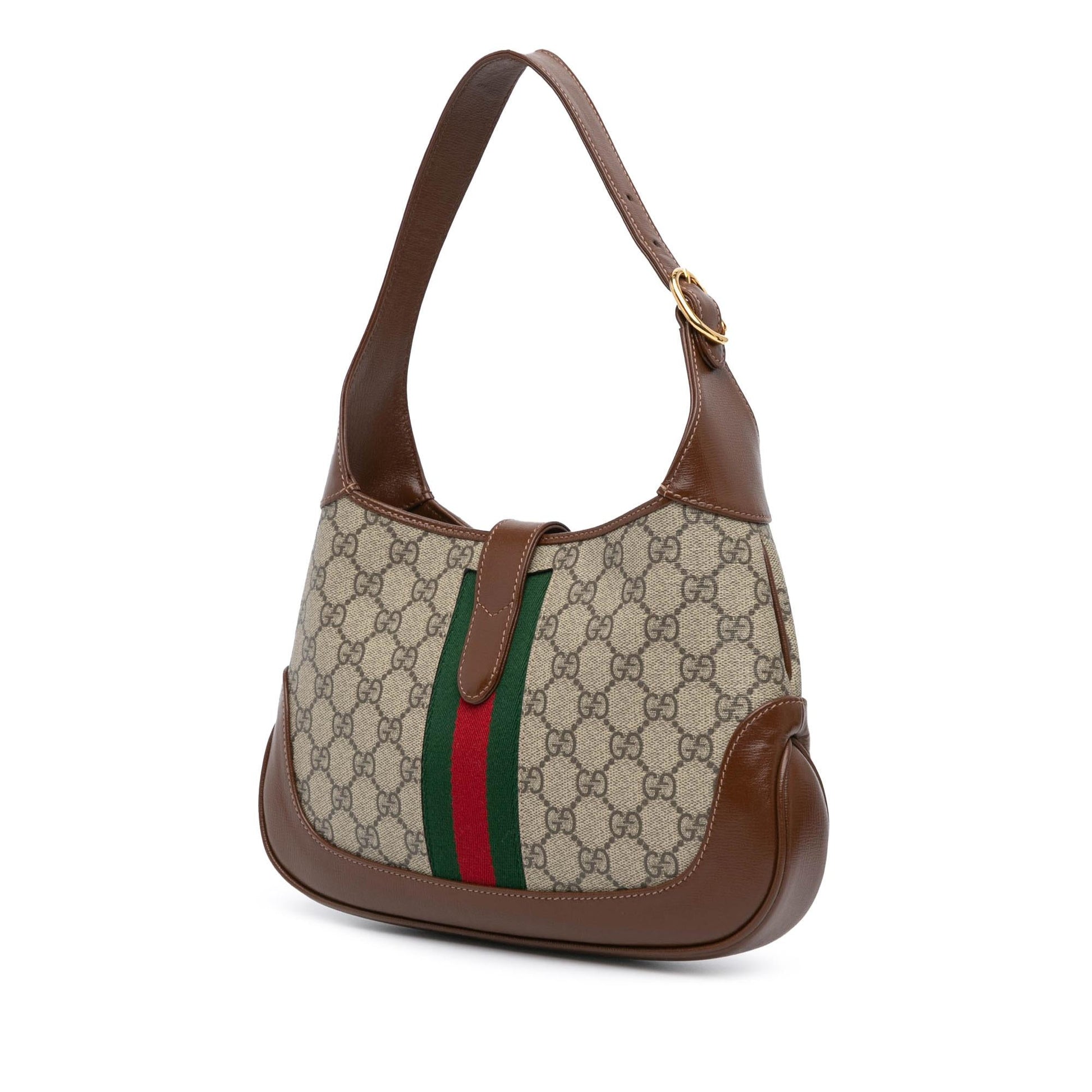 Gucci GG Supreme Jackie Canvas Calf Brown Small Crossbody Bag