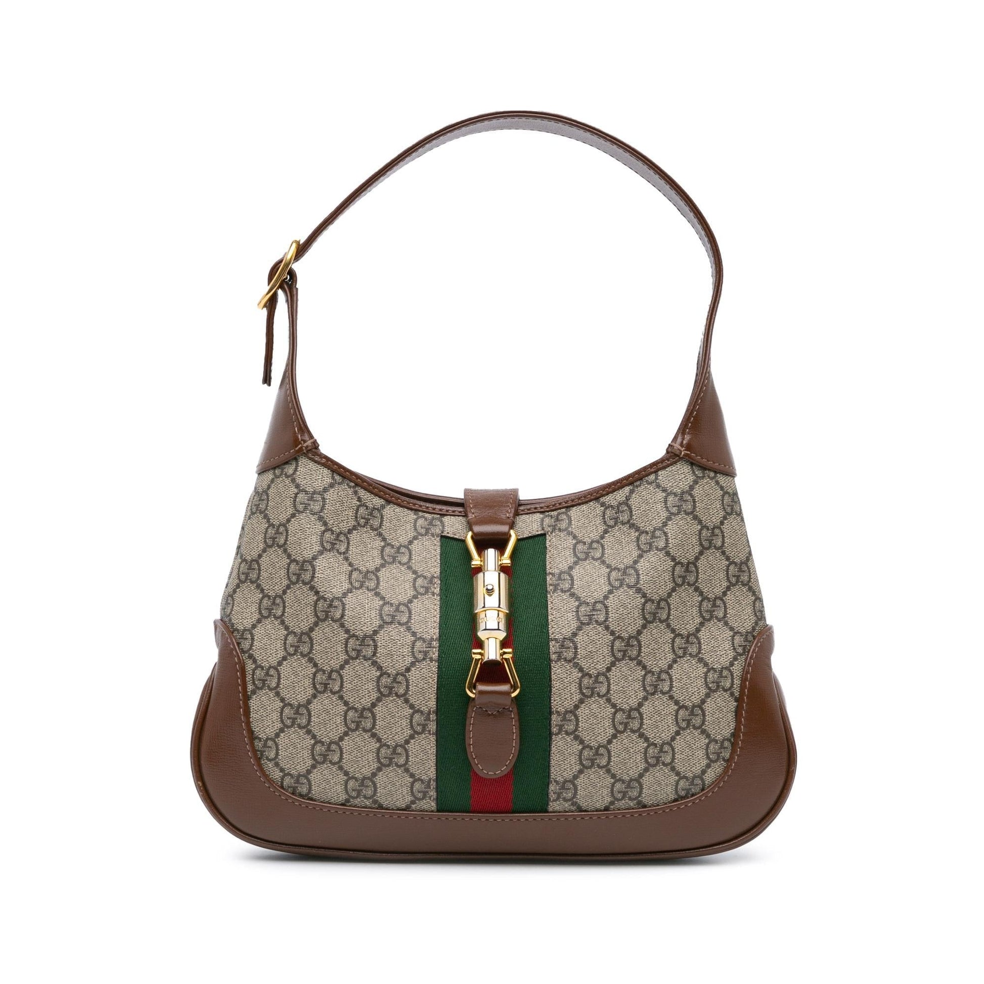 Gucci GG Supreme Jackie Canvas Calf Brown Small Crossbody Bag Jackie Crossbody