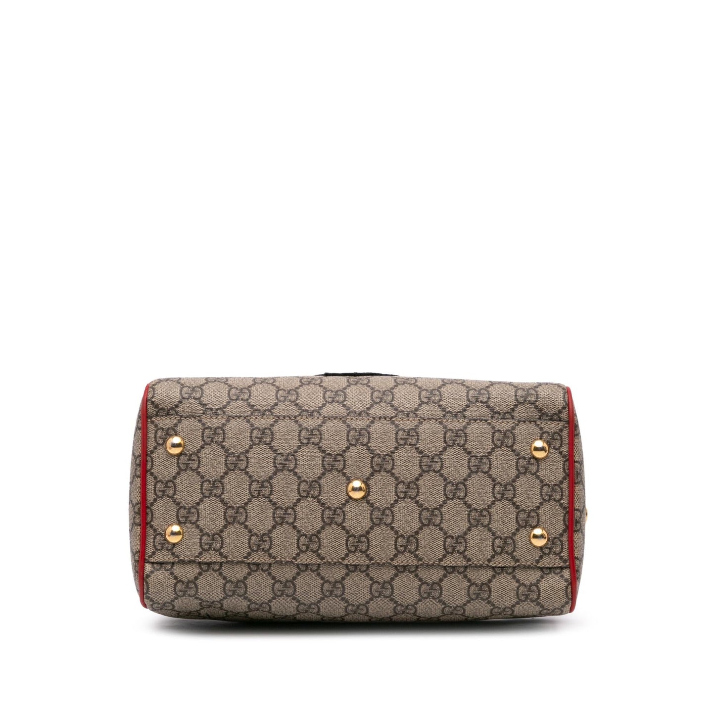Gucci GG Supreme Kingsnake Heart Embroidered Canvas Calf Brown Satchel Bag