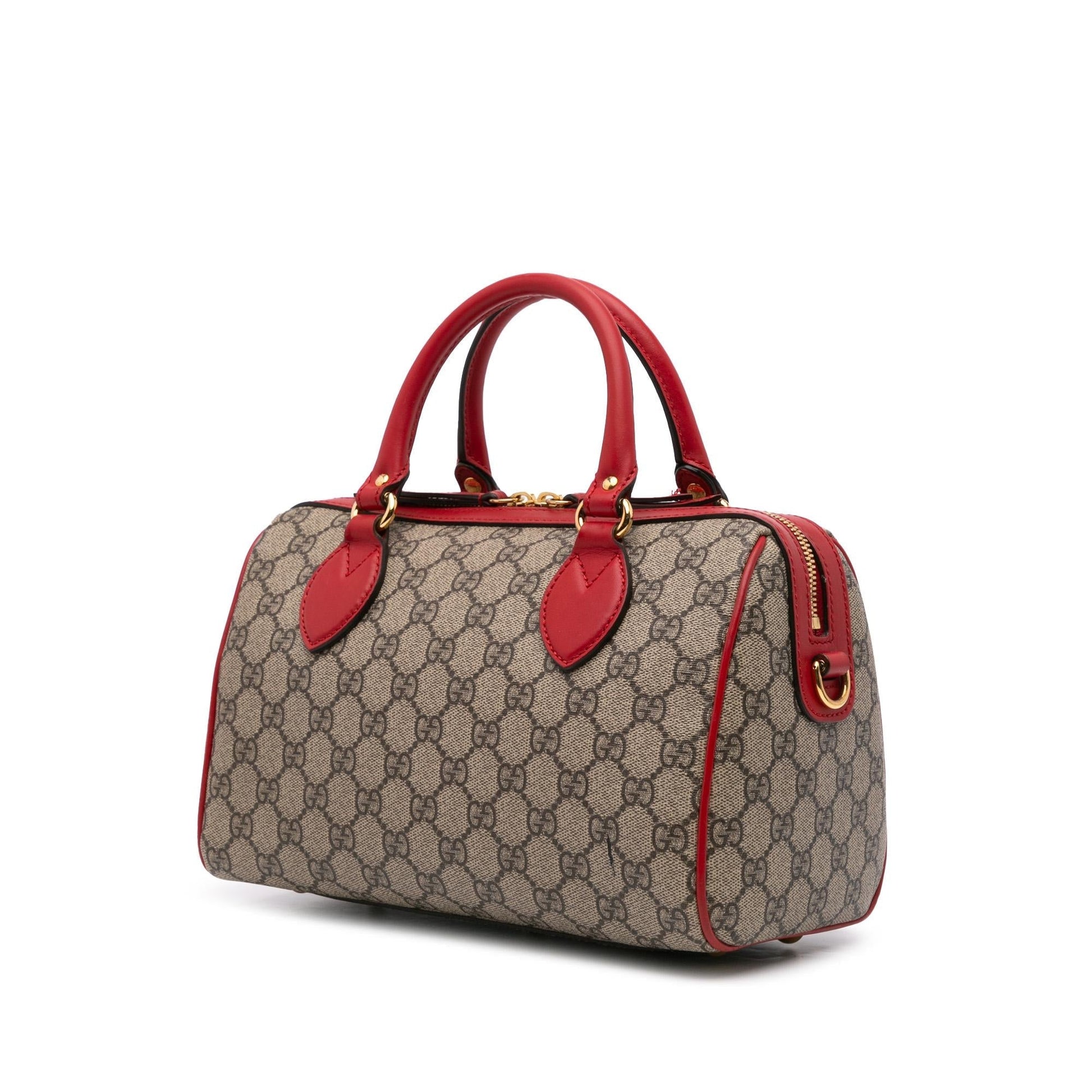 Gucci GG Supreme Kingsnake Heart Embroidered Canvas Calf Brown Satchel Bag
