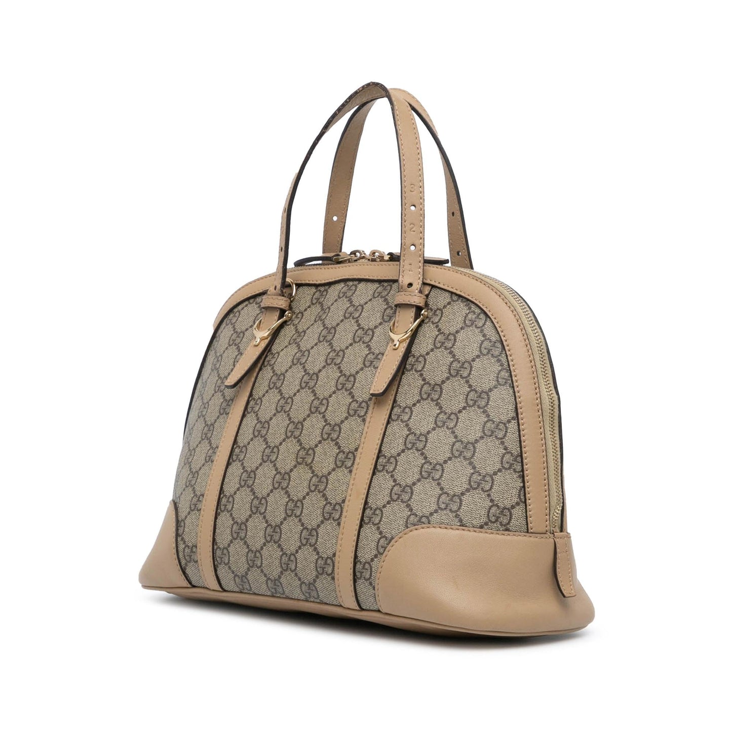 Gucci GG Supreme Nice Dome Canvas Calf Brown Small Satchel Bag