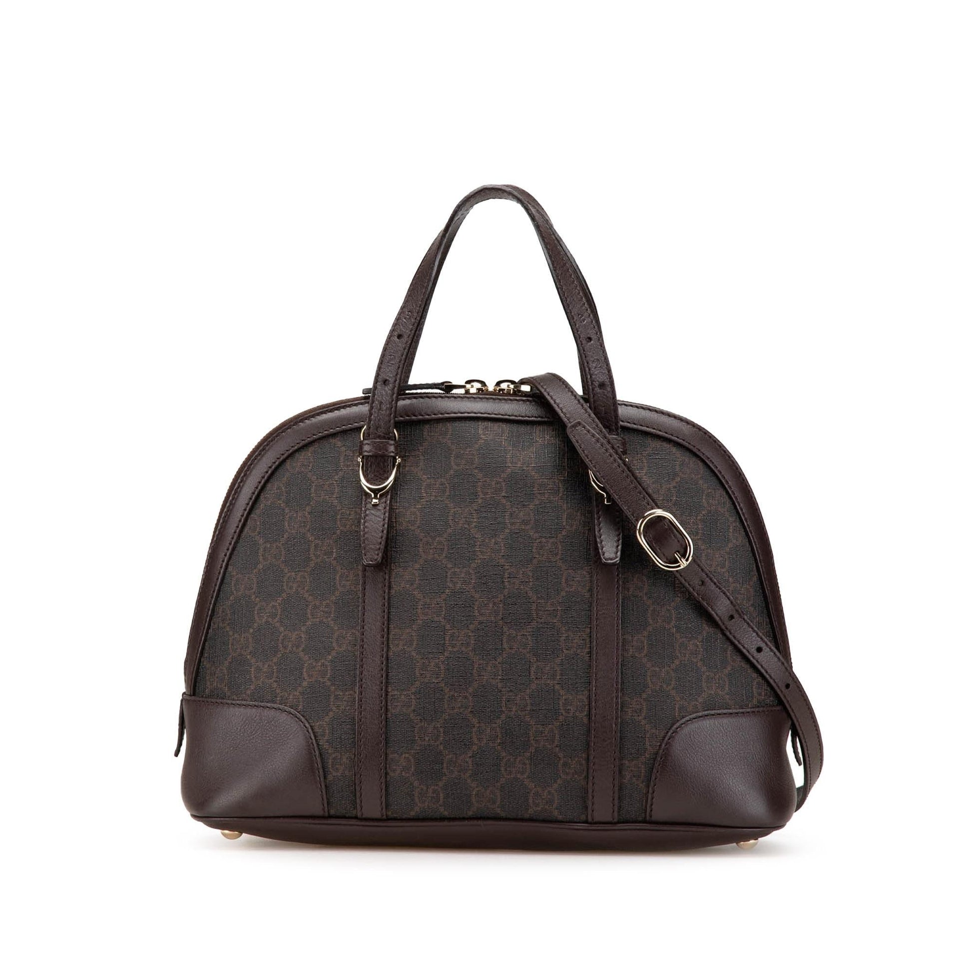 Gucci GG Supreme Nice Dome Canvas Calf Brown Small Satchel Bag Dome Satchel