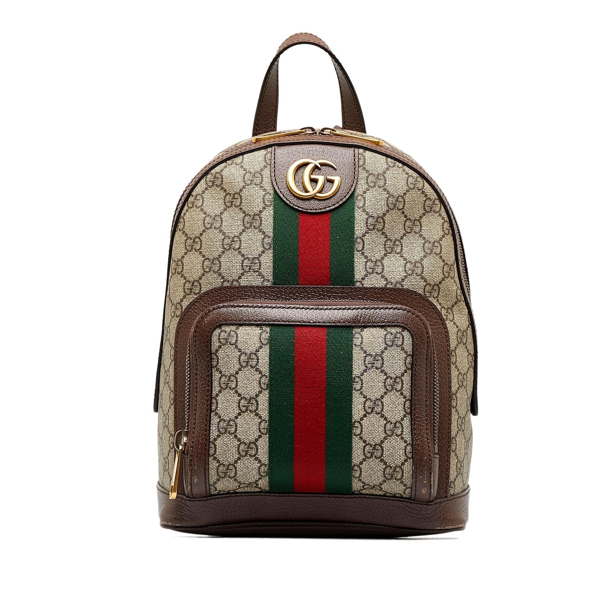 Gucci GG Supreme Ophidia Backpack SHG-c8rFMk Canvas Calf Brown Small