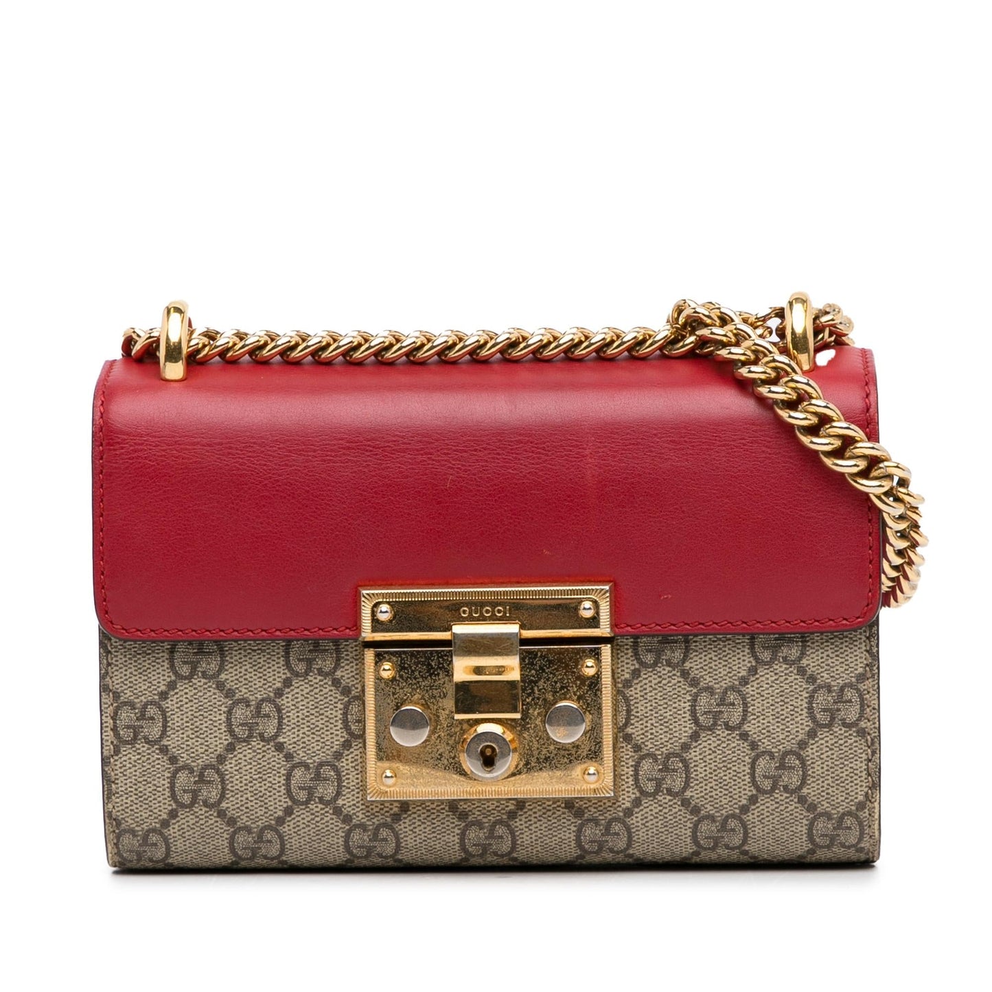 Gucci GG Supreme Padlock SHG-UWsLXV Canvas Brown Small Crossbody Bag