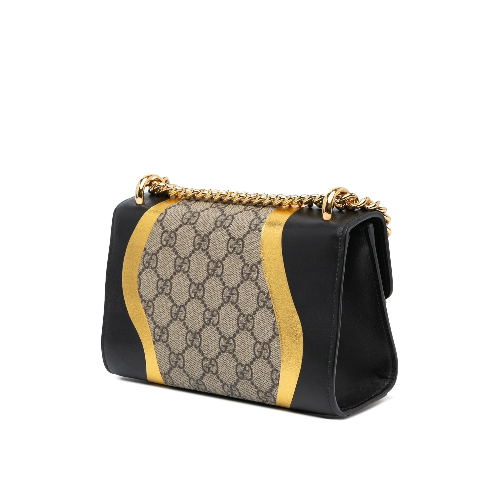 Gucci GG Supreme Padlock SHG-hHAWjM Canvas Calf Black Brown Crossbody Bag