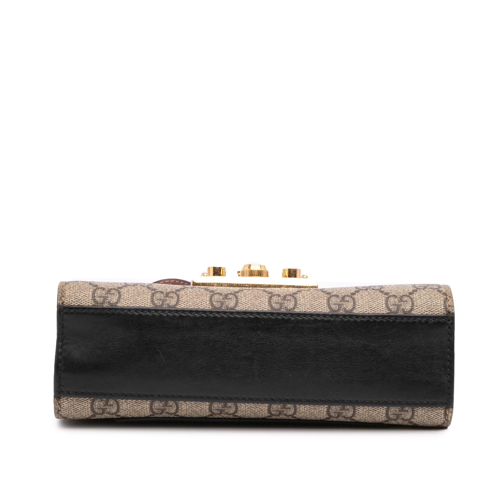Gucci GG Supreme Padlock Canvas Brown Small Crossbody Bag