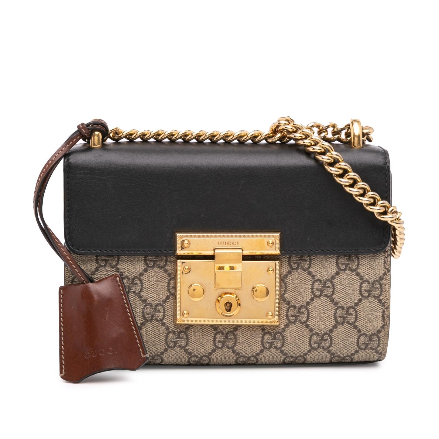 Gucci GG Supreme Padlock Canvas Brown Small Crossbody Bag