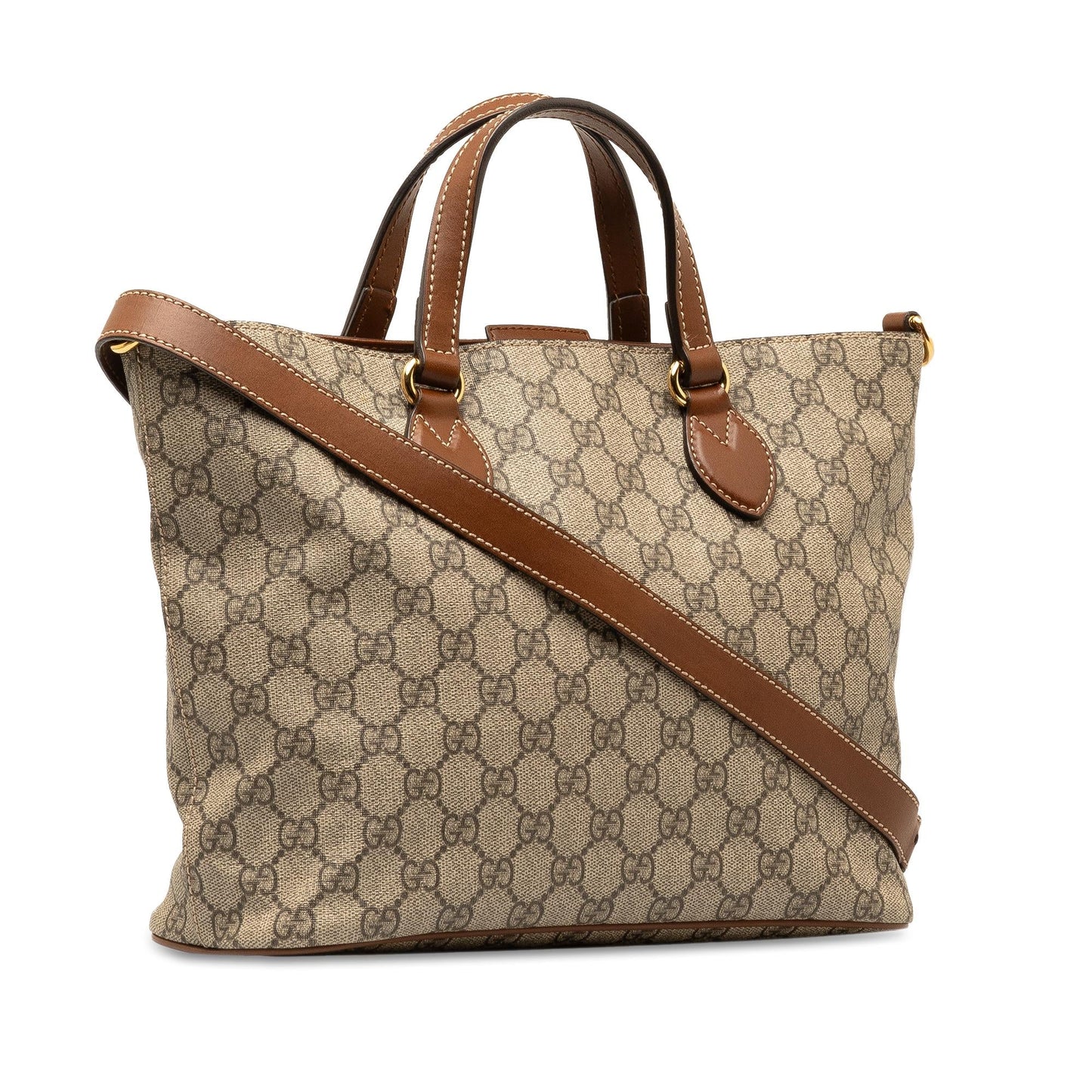 Gucci GG Supreme SHG-yrNoBg Canvas Brown Small Satchel Bag