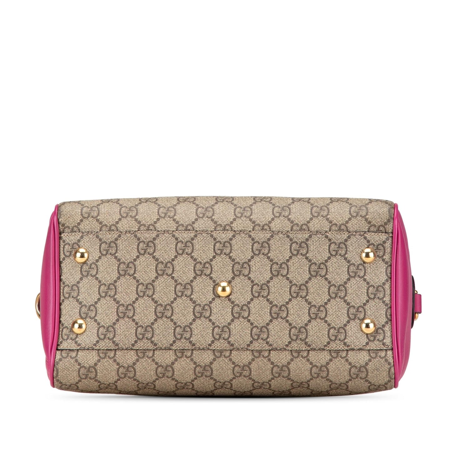 Gucci GG Supreme Canvas Calf Brown Pink Satchel Bag