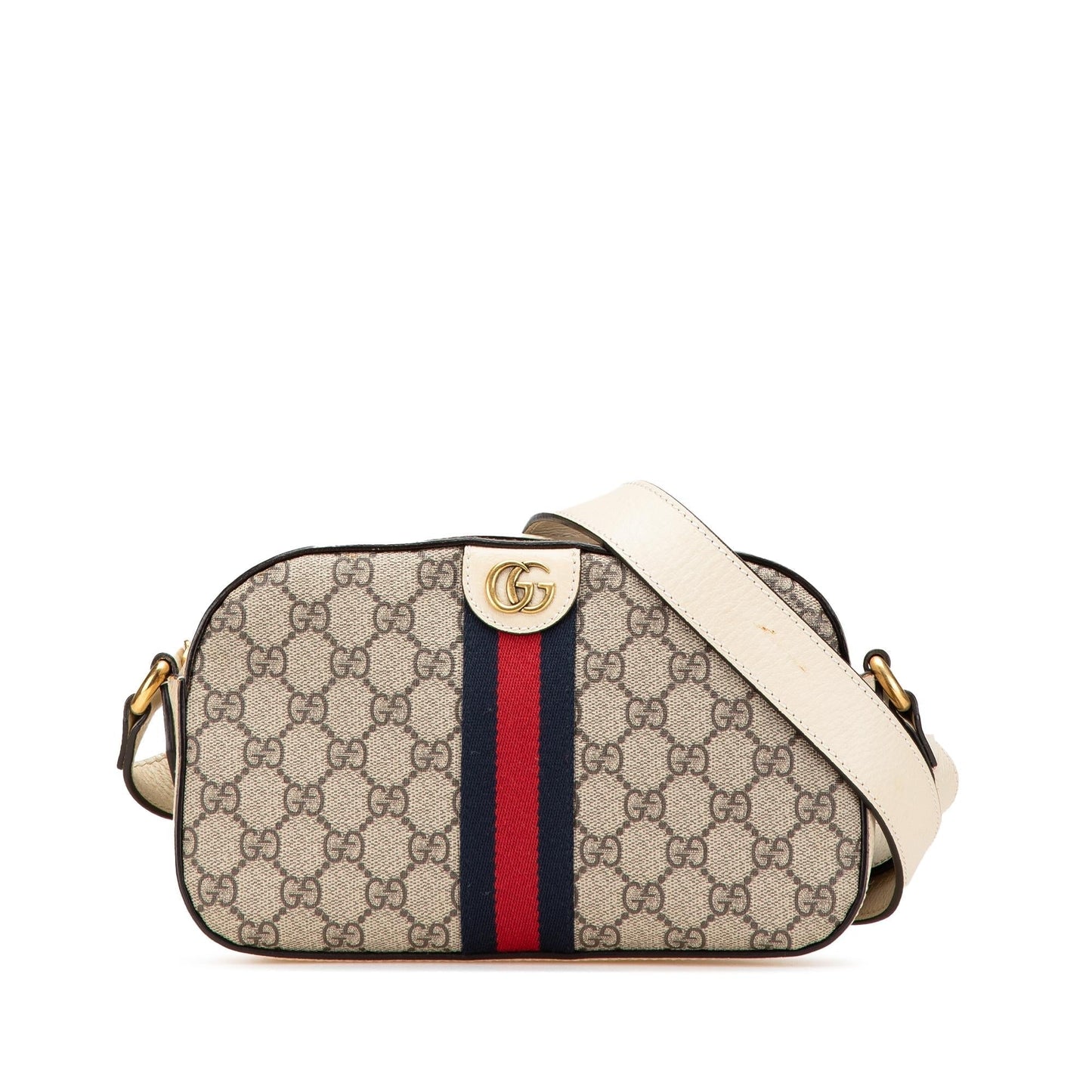 Gucci GG Supreme Textured Web Ophidia Canvas Calf Calfskin White Crossbody Bag