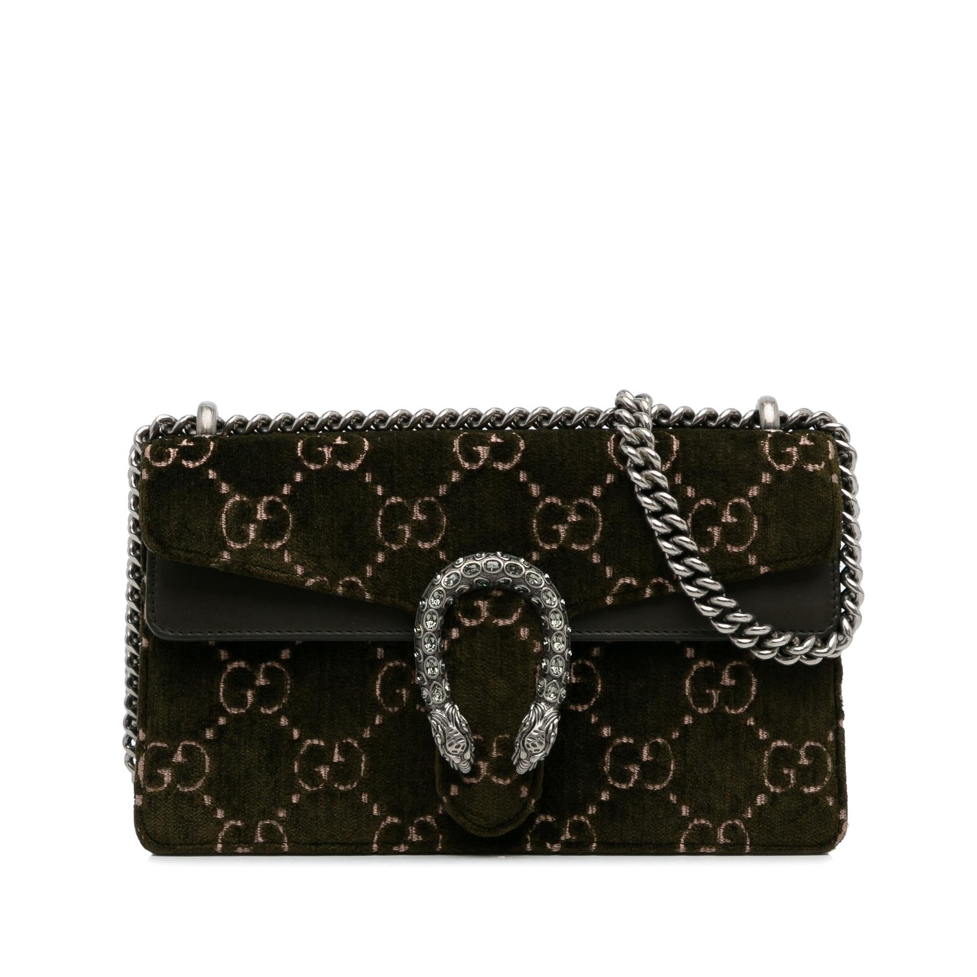 Gucci GG Velvet Dionysus SHG-kiB2ot Calf Brown Small Shoulder Bag