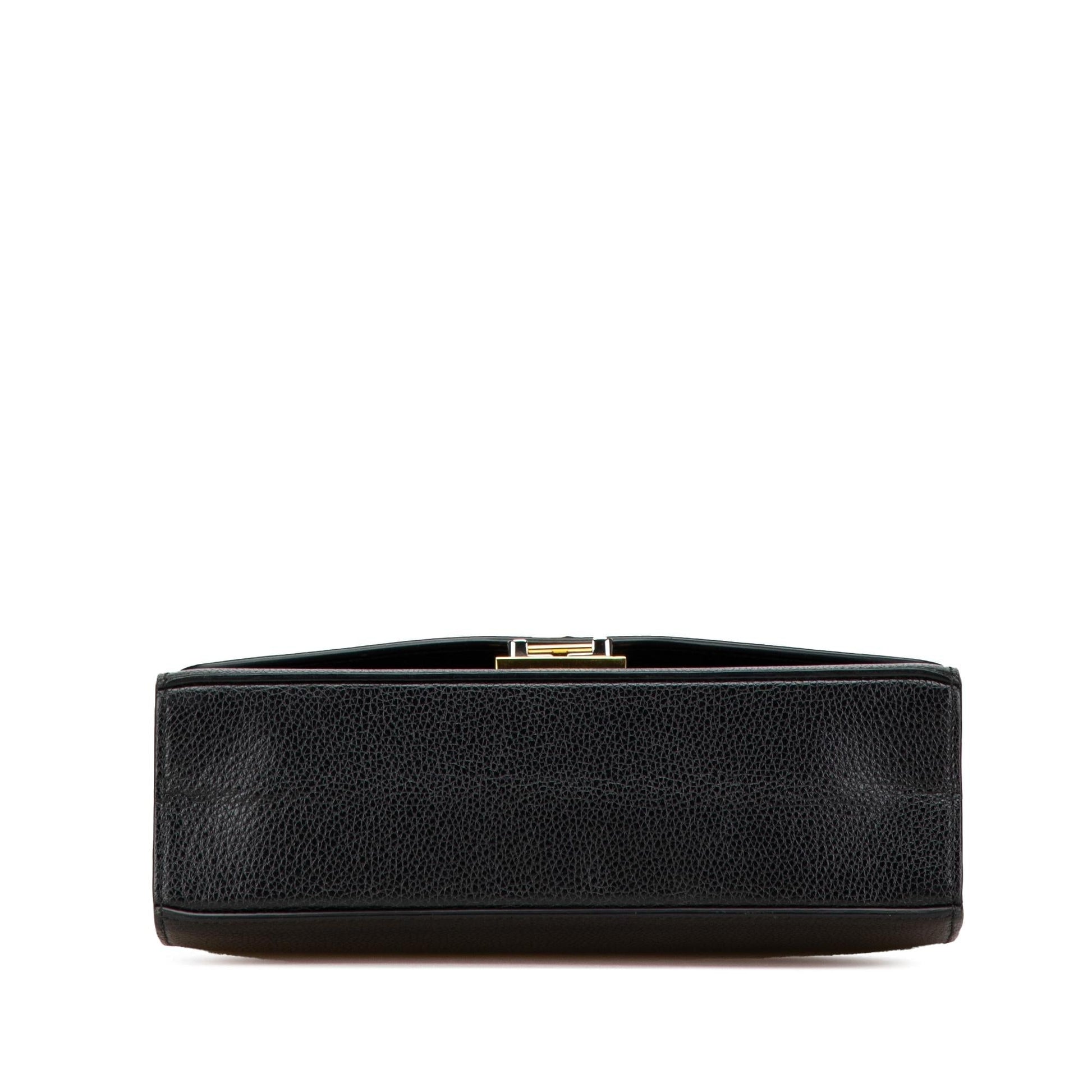 Gucci Grainy Zumi Flap Calf Calfskin Black Small Crossbody Bag