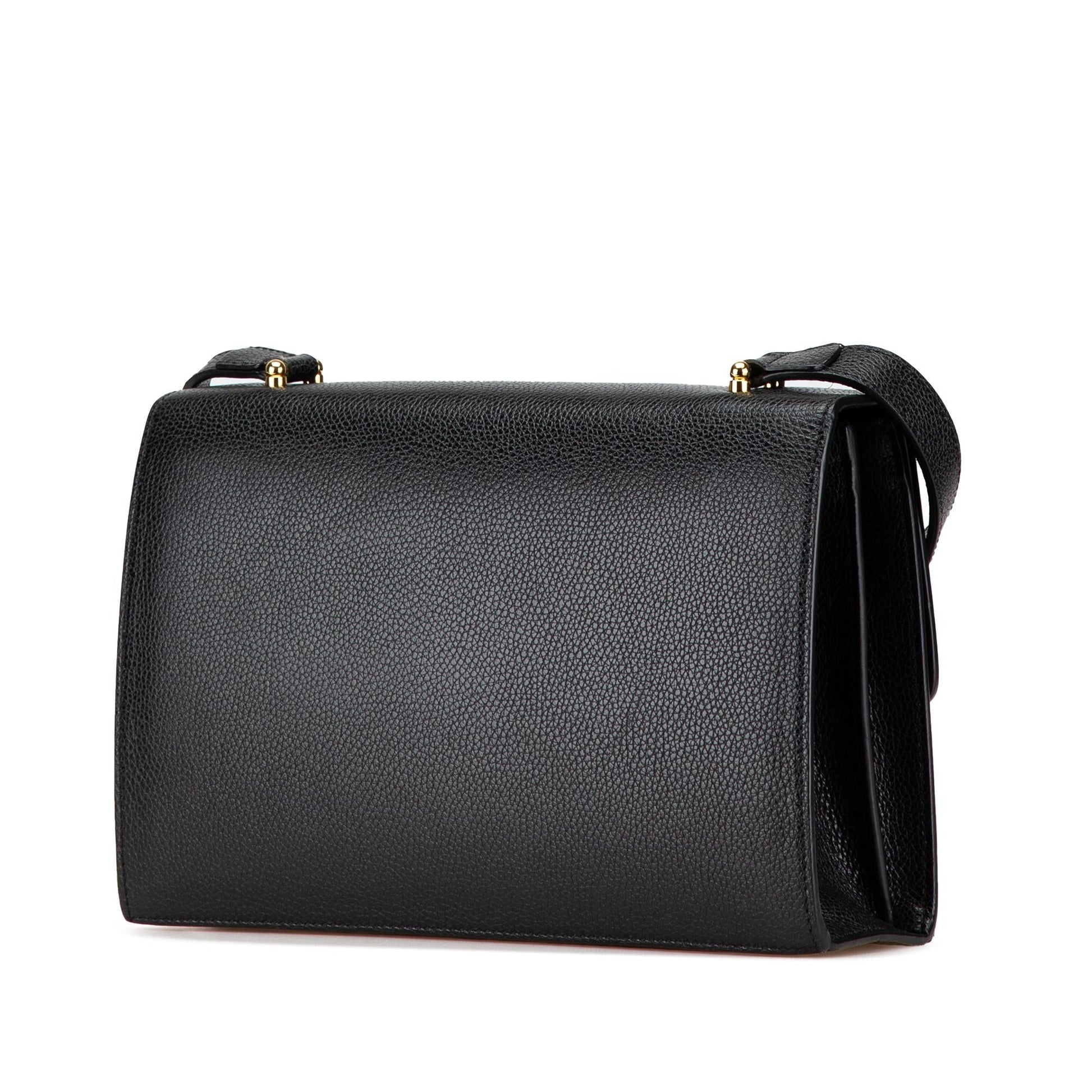 Gucci Grainy Zumi Flap Calf Calfskin Black Small Crossbody Bag