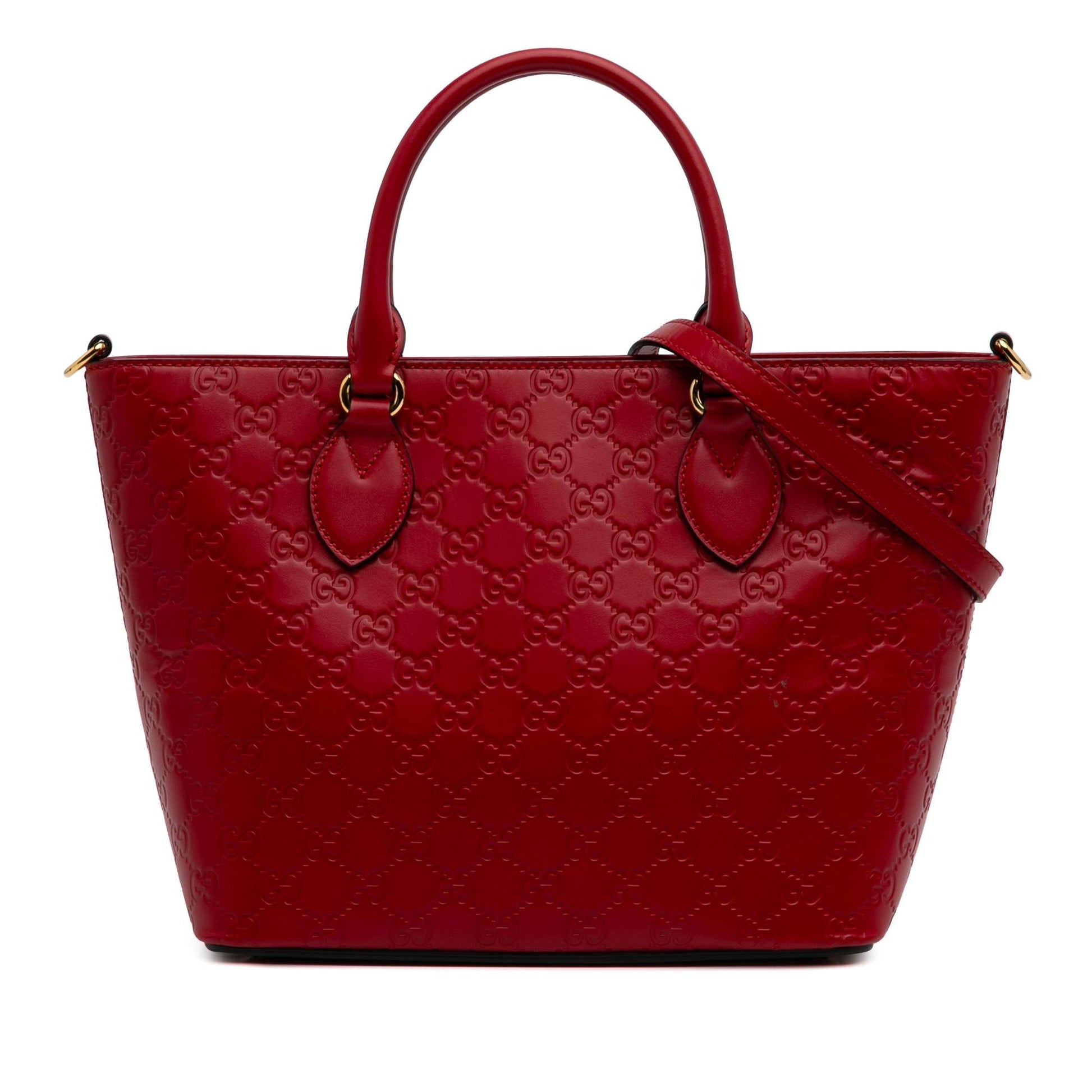 Gucci Guccissima Convertible Calf Red Small Tote Bag Tote 1