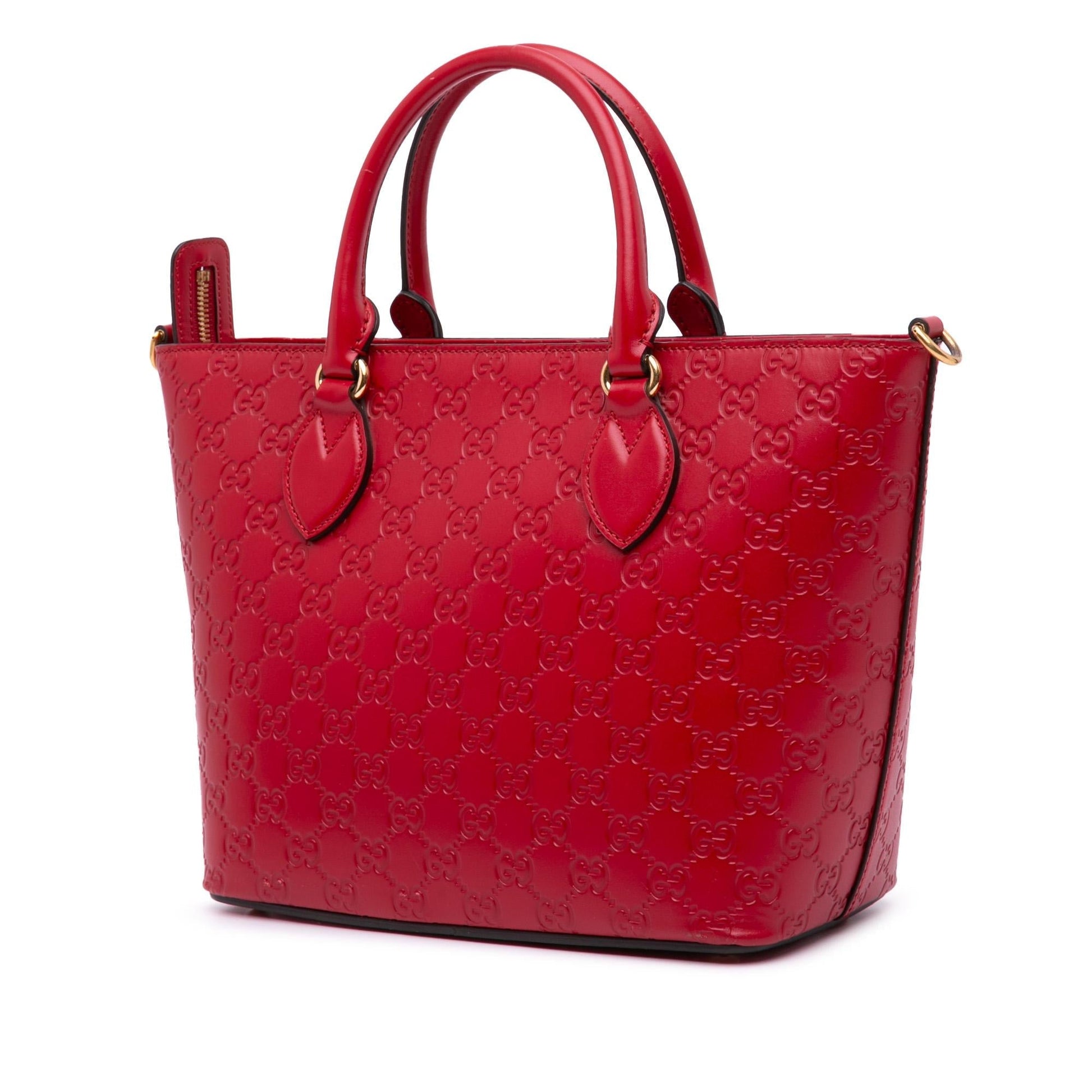 Gucci Guccissima Convertible Calf Red Small Tote Bag Tote 3