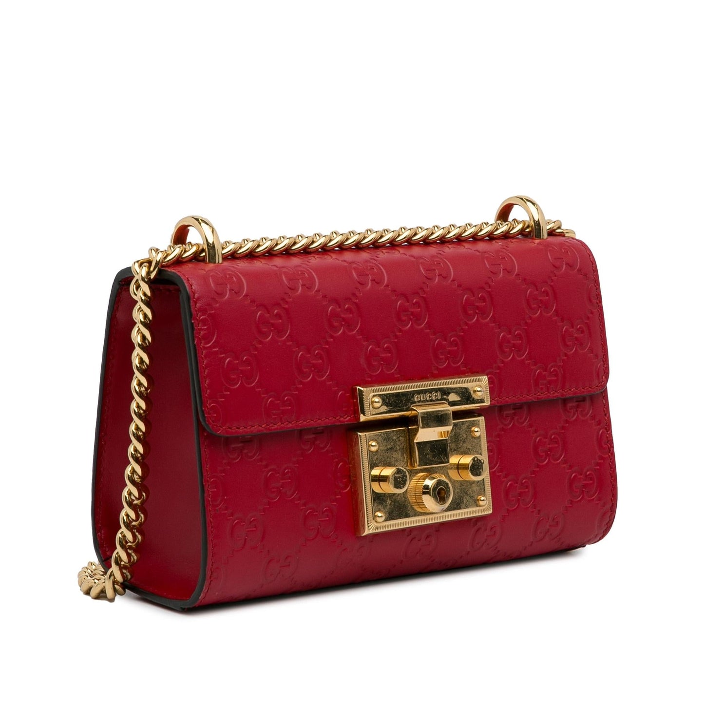 Gucci Guccissima Padlock SHG-XCo2UJ Calf Red Small Shoulder Bag