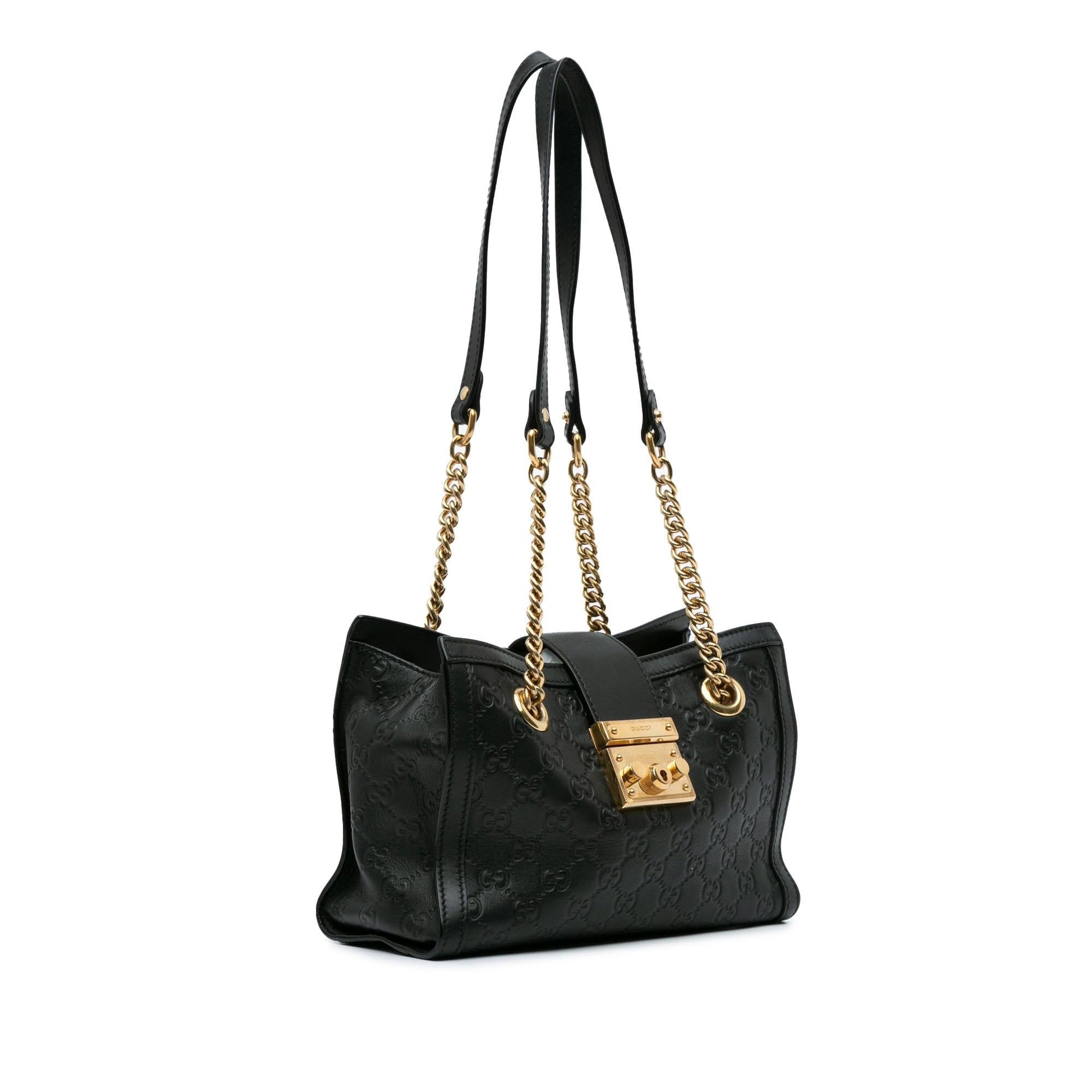 Gucci Guccissima Padlock SHG-xLAbOa Calf Black Small Tote Bag