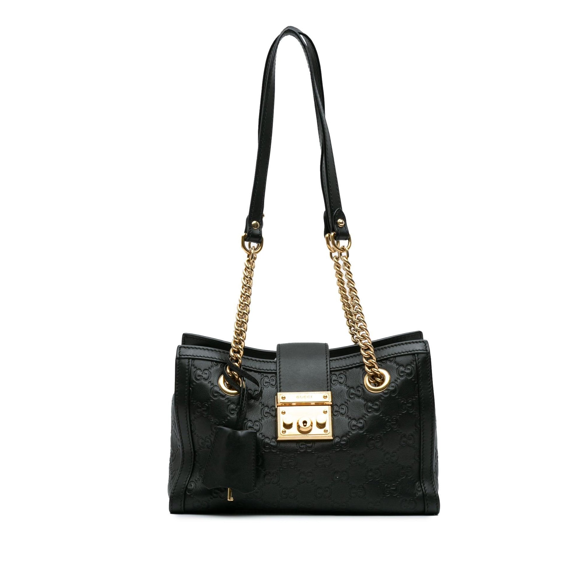 Gucci Guccissima Padlock SHG-xLAbOa Calf Black Small Tote Bag