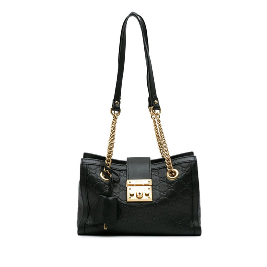 Gucci Guccissima Padlock SHG-xLAbOa Calf Black Small Tote Bag