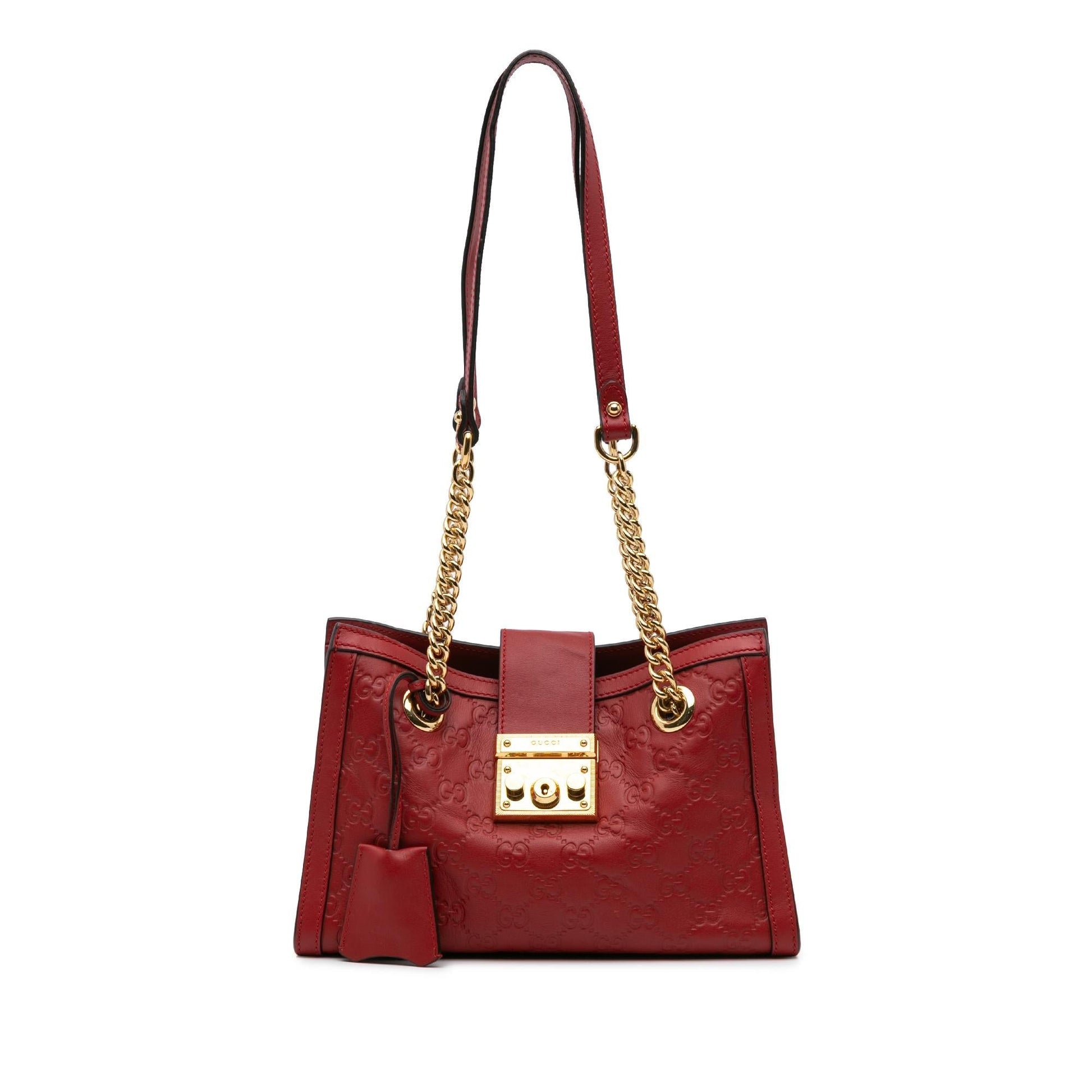 Gucci Guccissima Padlock Calf Red Small Tote Bag Tote 1