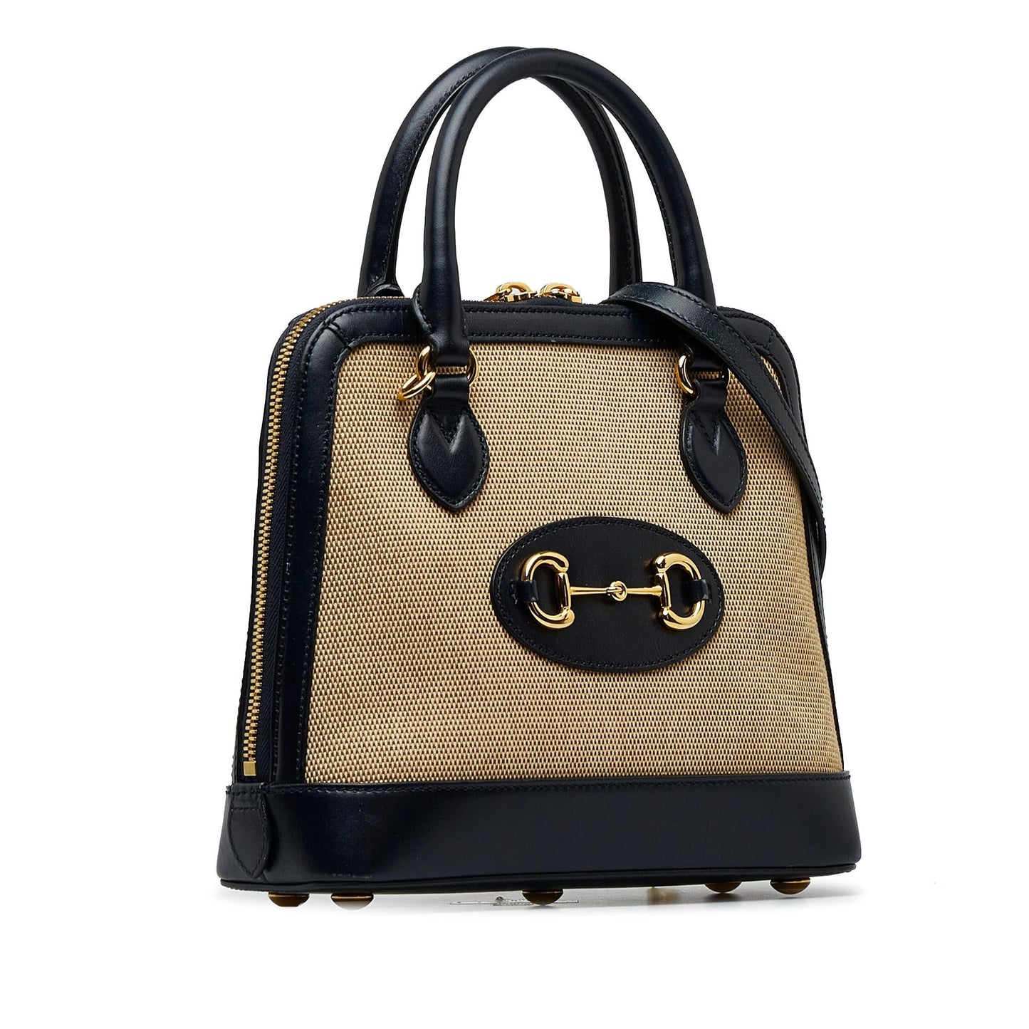Gucci Horsebit Top Handle SHG-QIxwtd Canvas Calf Black Brown Satchel Bag