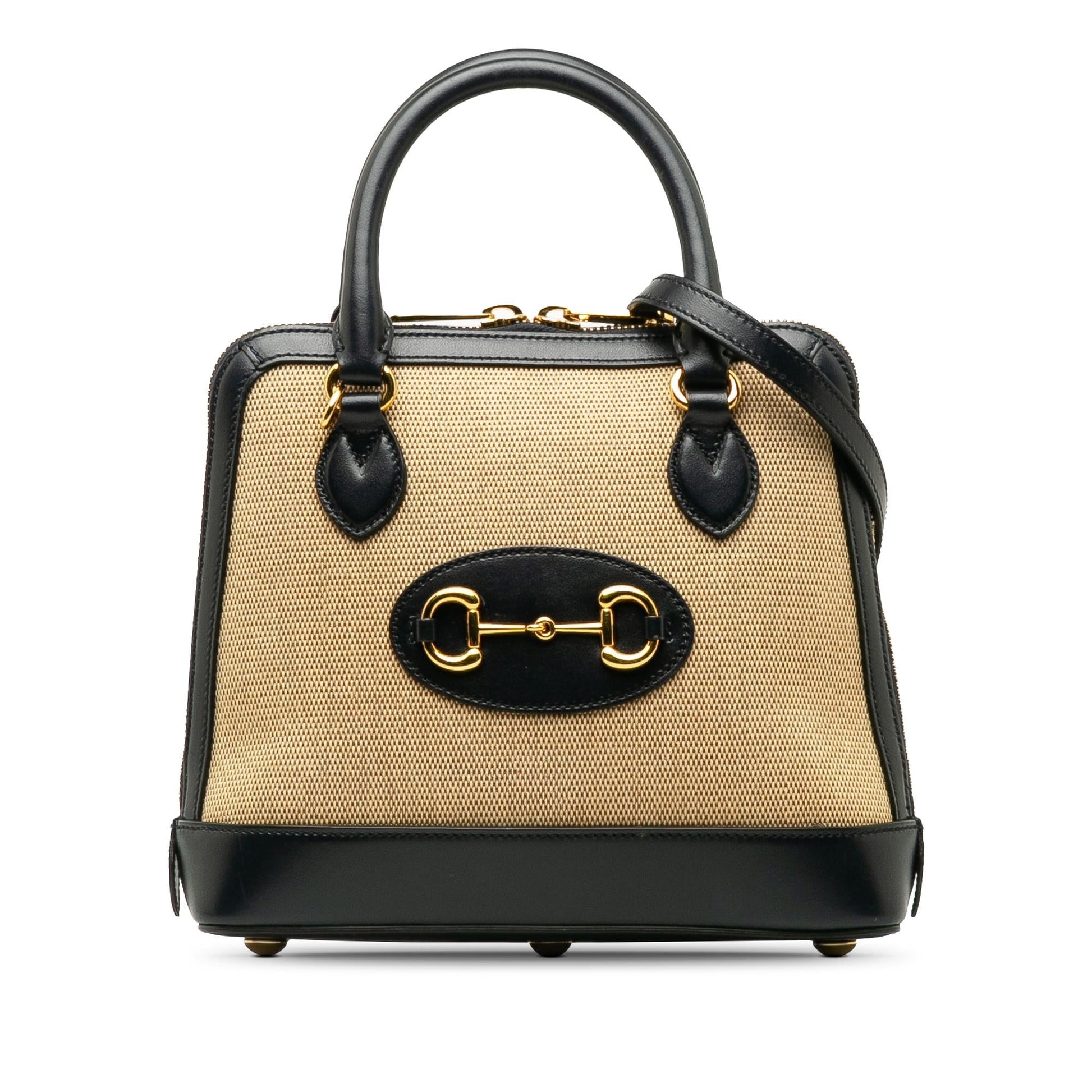 Gucci Horsebit Top Handle SHG-7XpLq2 Canvas Calf Brown Small Satchel Bag