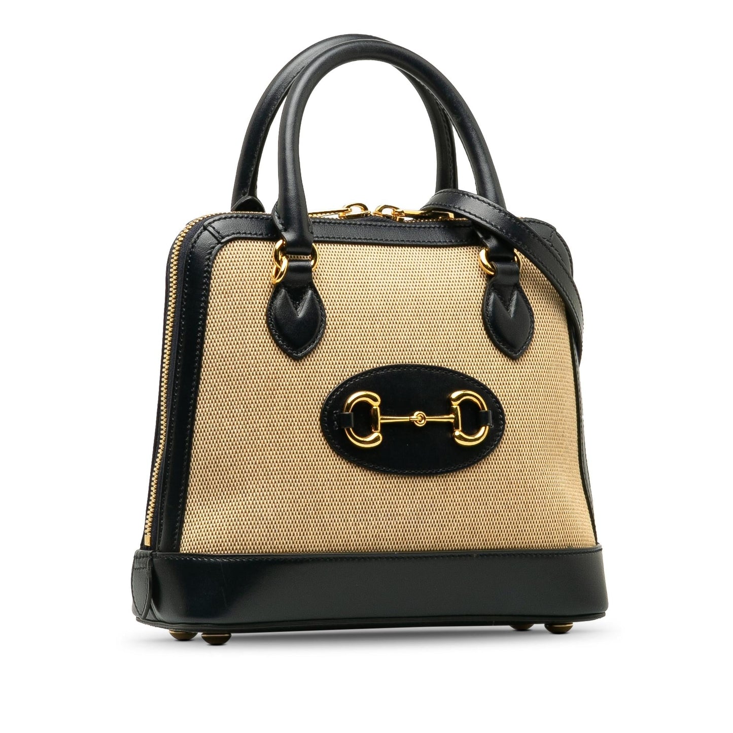 Gucci Horsebit Top Handle SHG-7XpLq2 Canvas Calf Brown Small Satchel Bag