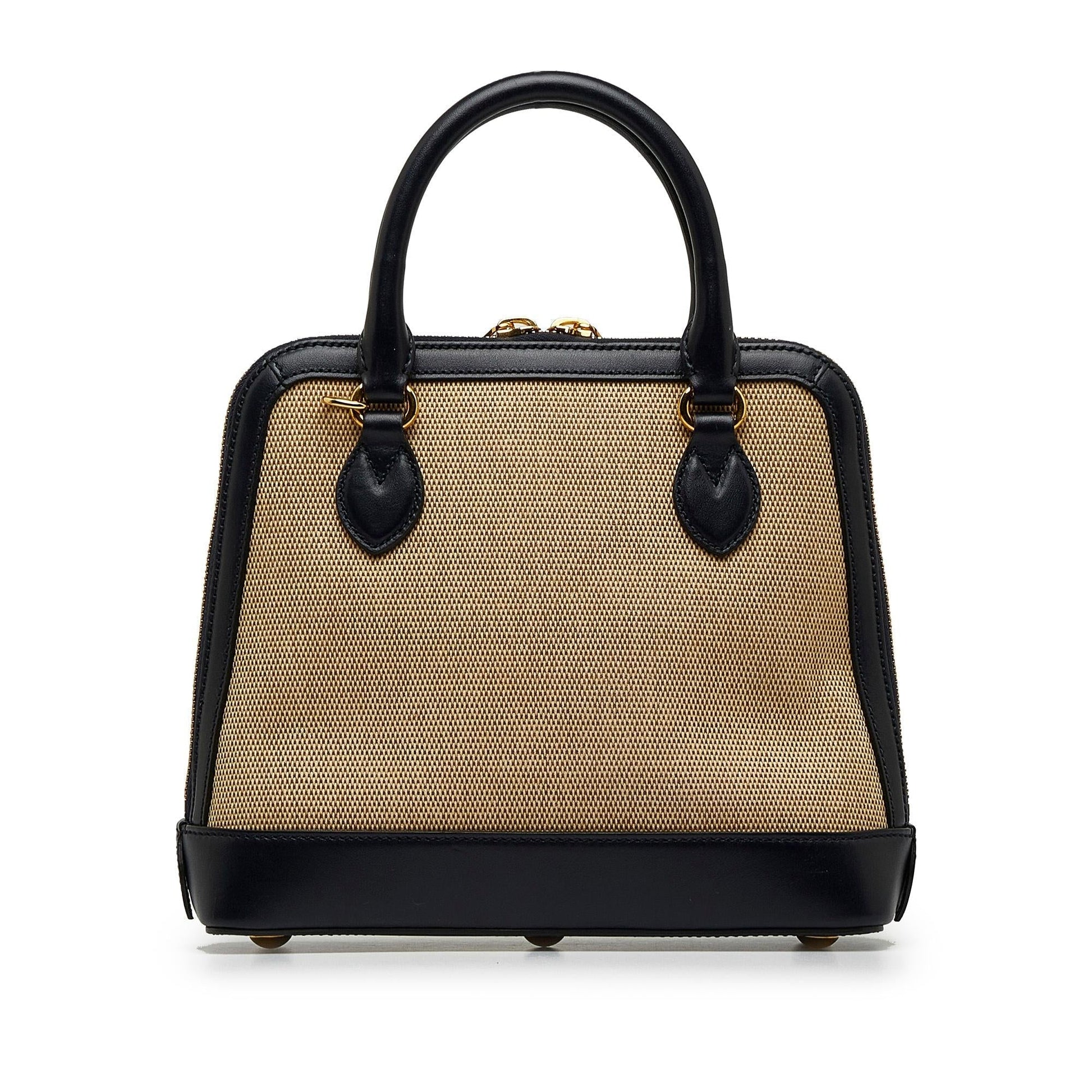 Gucci Horsebit Top Handle Canvas Calf Black Brown Satchel Bag Top Handle