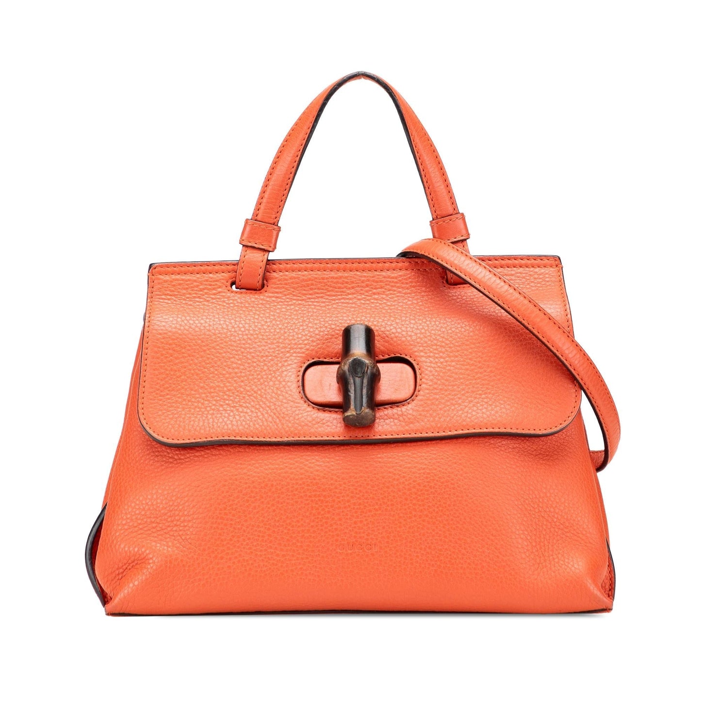Gucci Bamboo Daily Leather Calf Orange Small Satchel Bag