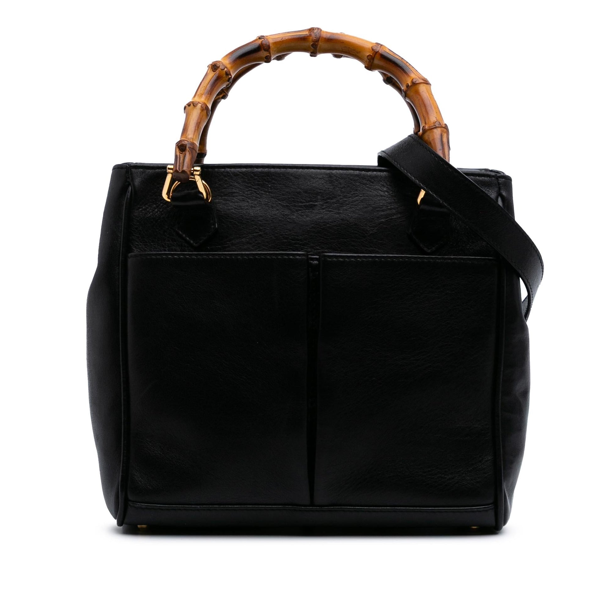 Gucci Bamboo Leather Calf Black Small Satchel Bag