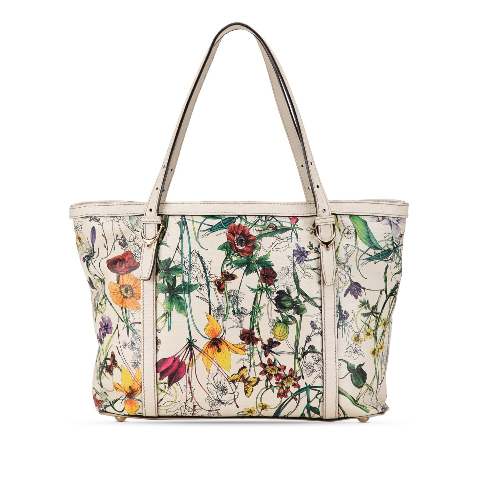 Gucci Flora Nice SHG-PeGDJg Leather Calf White Small Tote Bag
