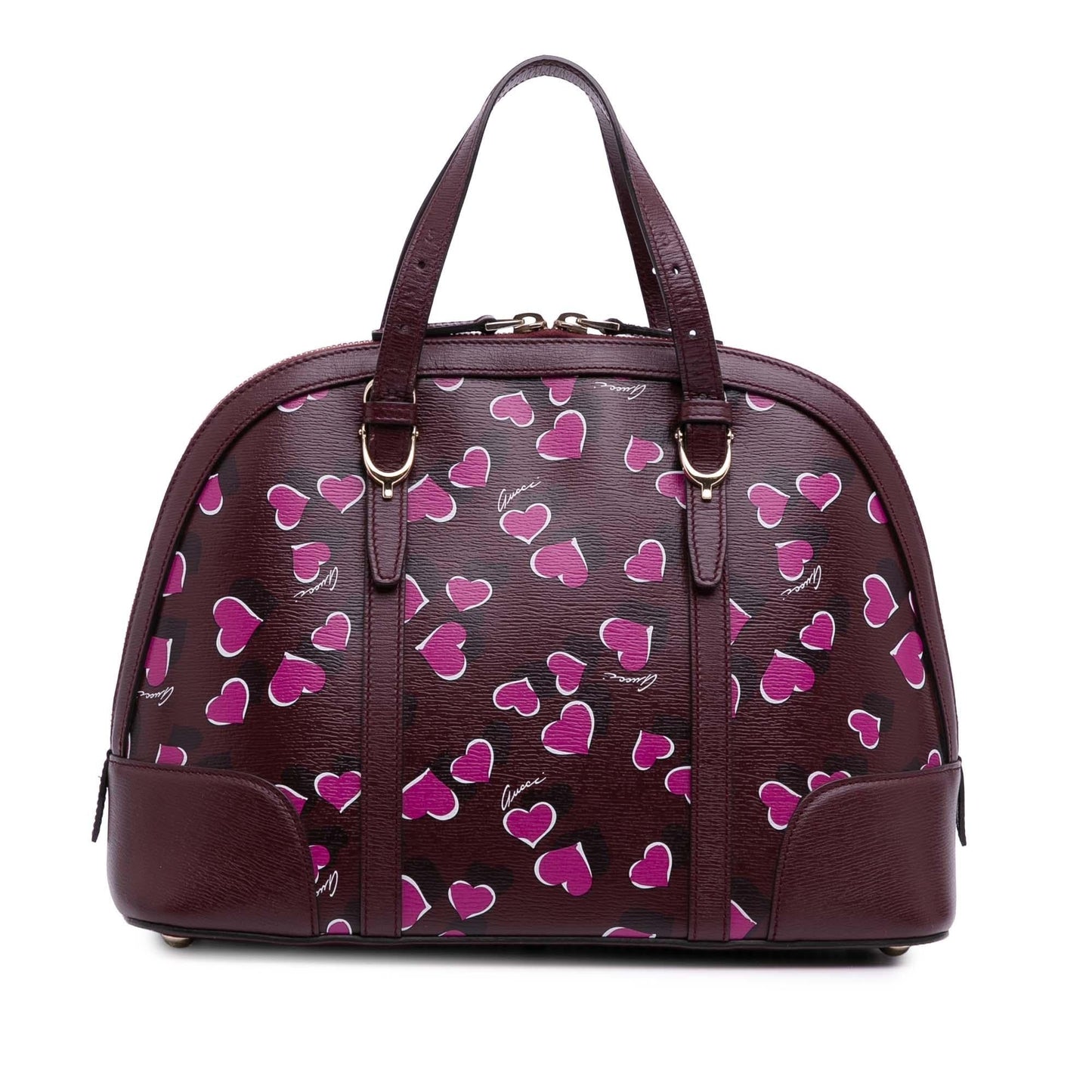 Gucci Heartbeat Nice Dome Leather Calf Red Pink Satchel Bag