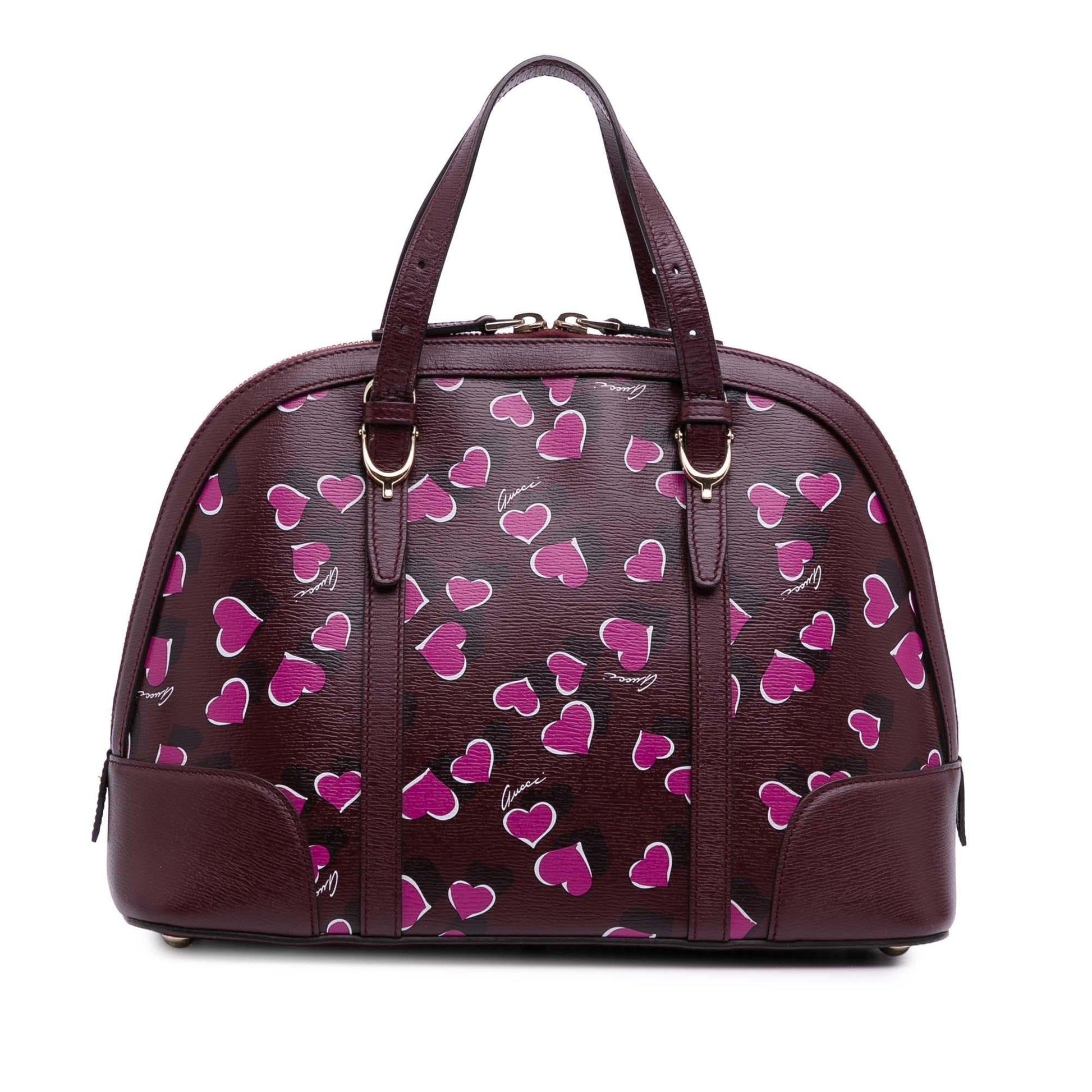Gucci Heartbeat Nice Dome Leather Calf Red Pink Satchel Bag
