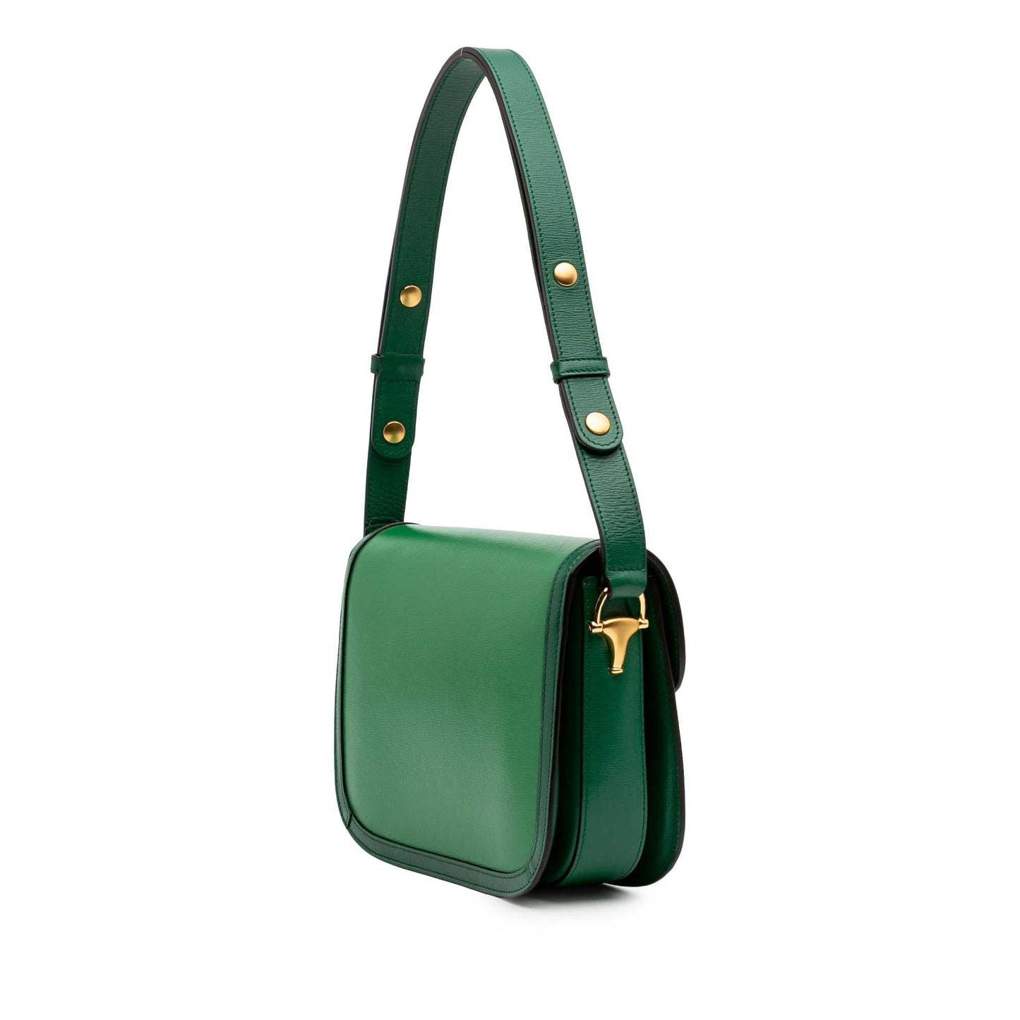 Gucci Horsebit Leather Canvas Green Small Shoulder Bag